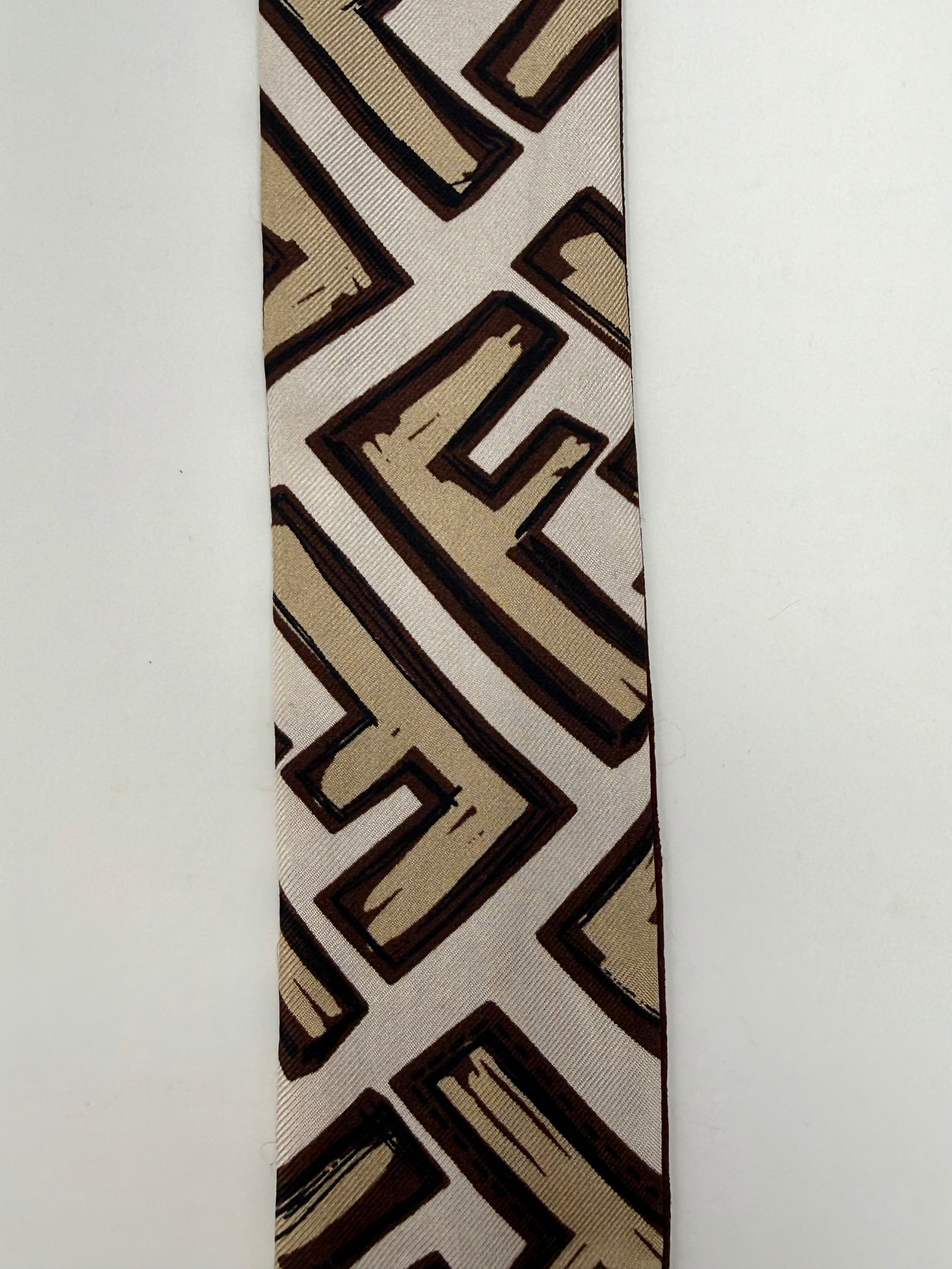 Fendi FF Logo Wrappy Silk Bandeau – Brown/ Beige