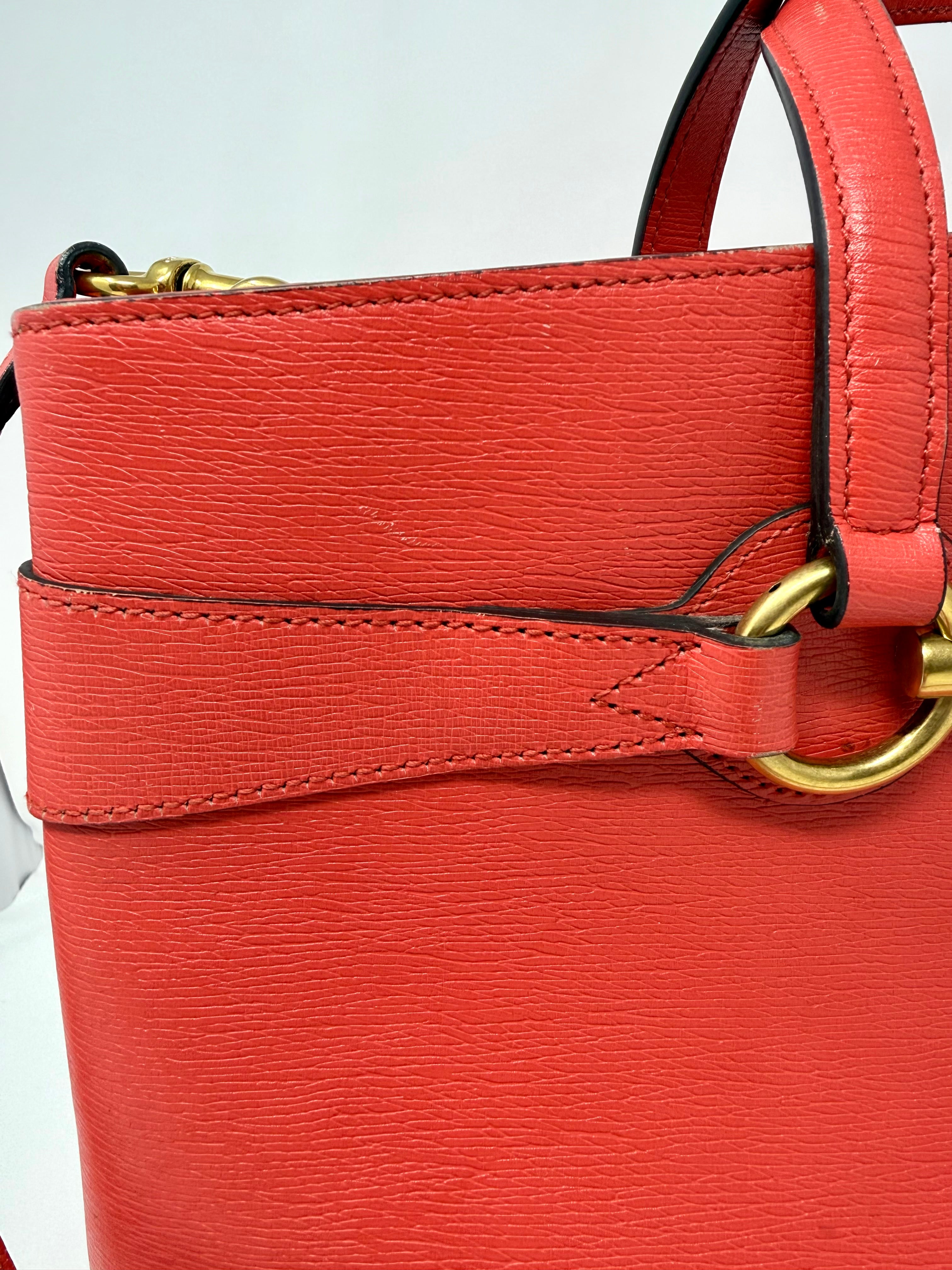 Gucci Bright Bit Medium Leather Tote in Coral