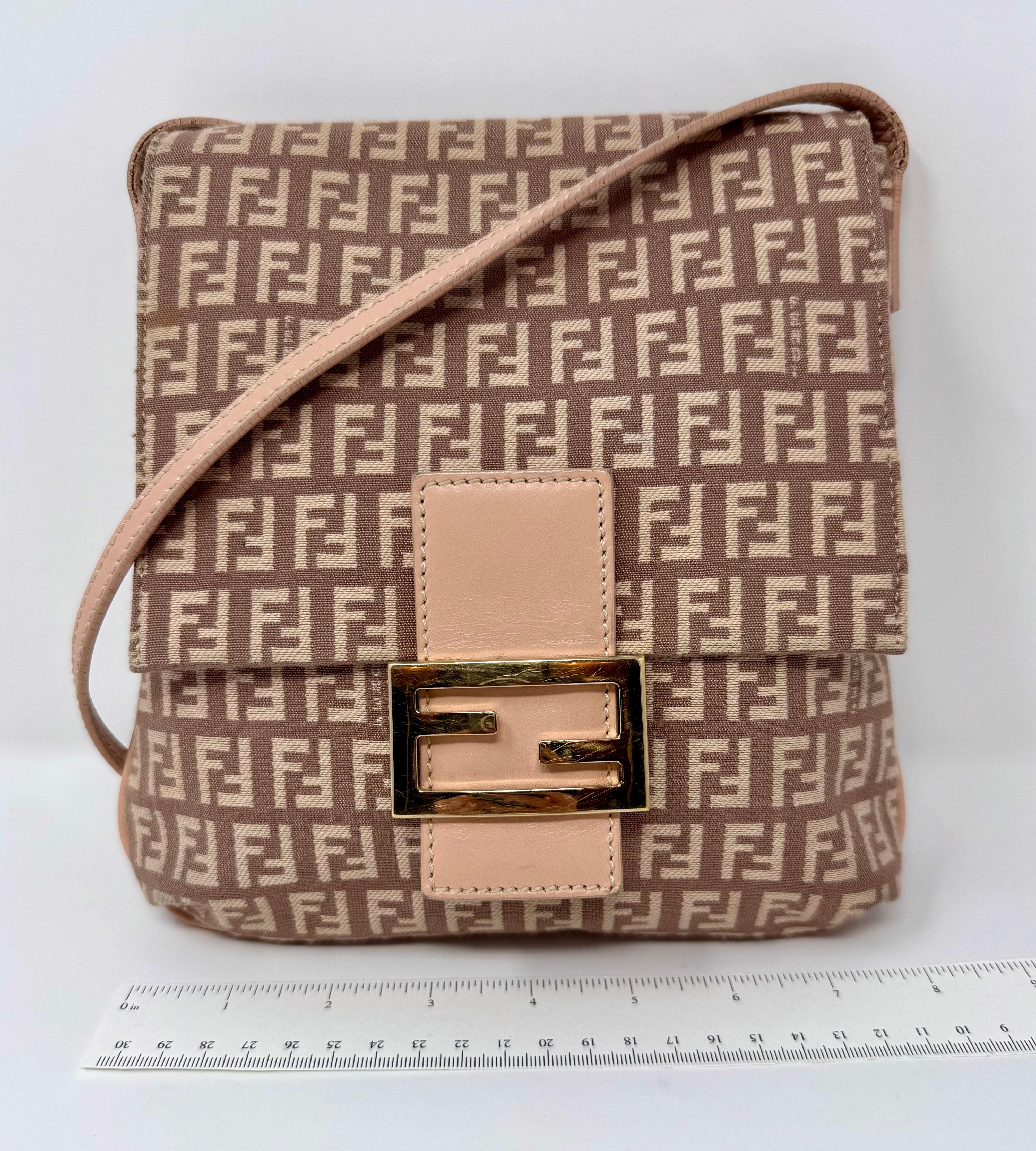 Fendi Vintage Zucchino FF Canvas Crossbody Bag