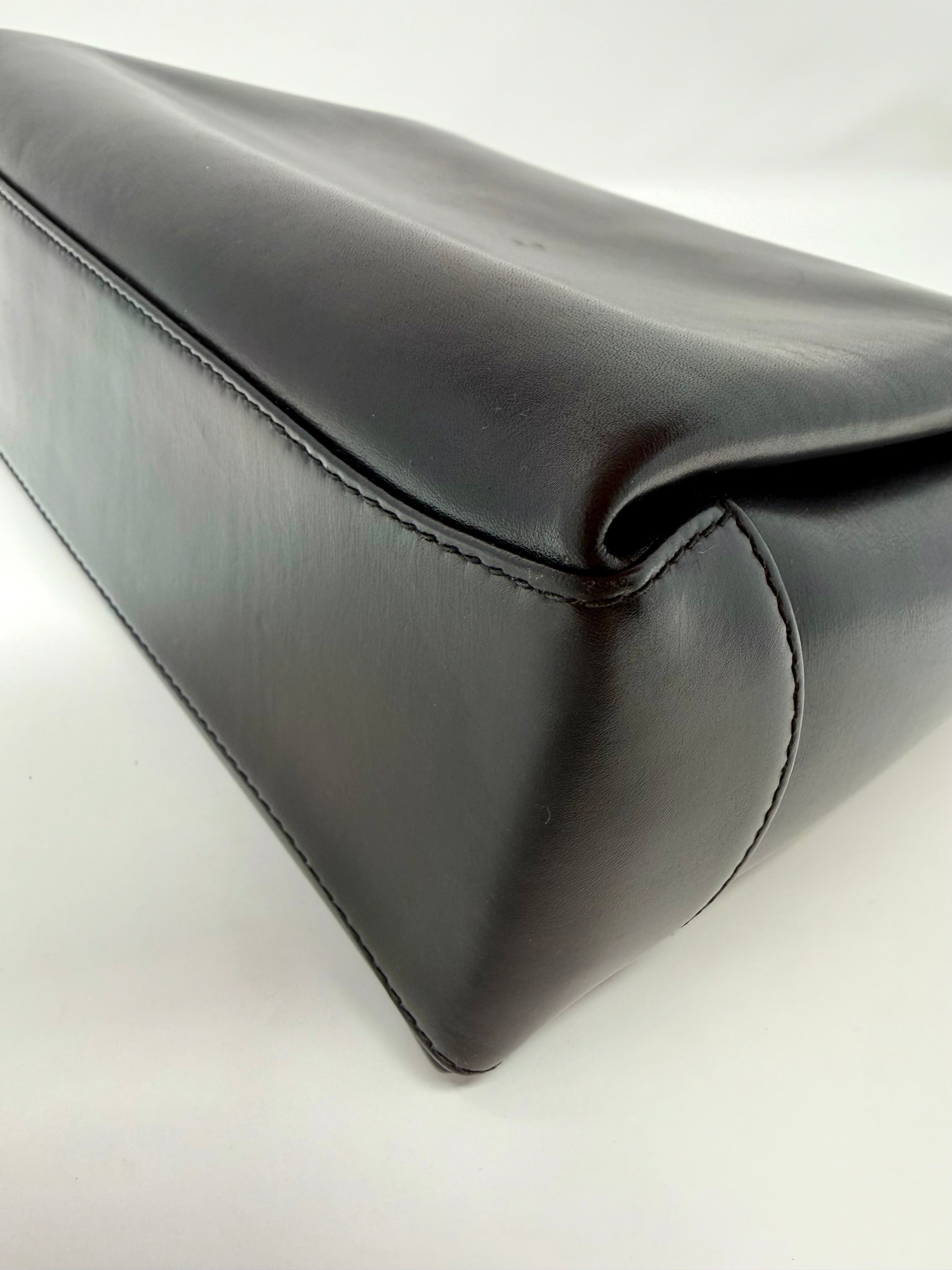 Vintage Gucci Bamboo 2-Way Top Handle Bag Black Leather