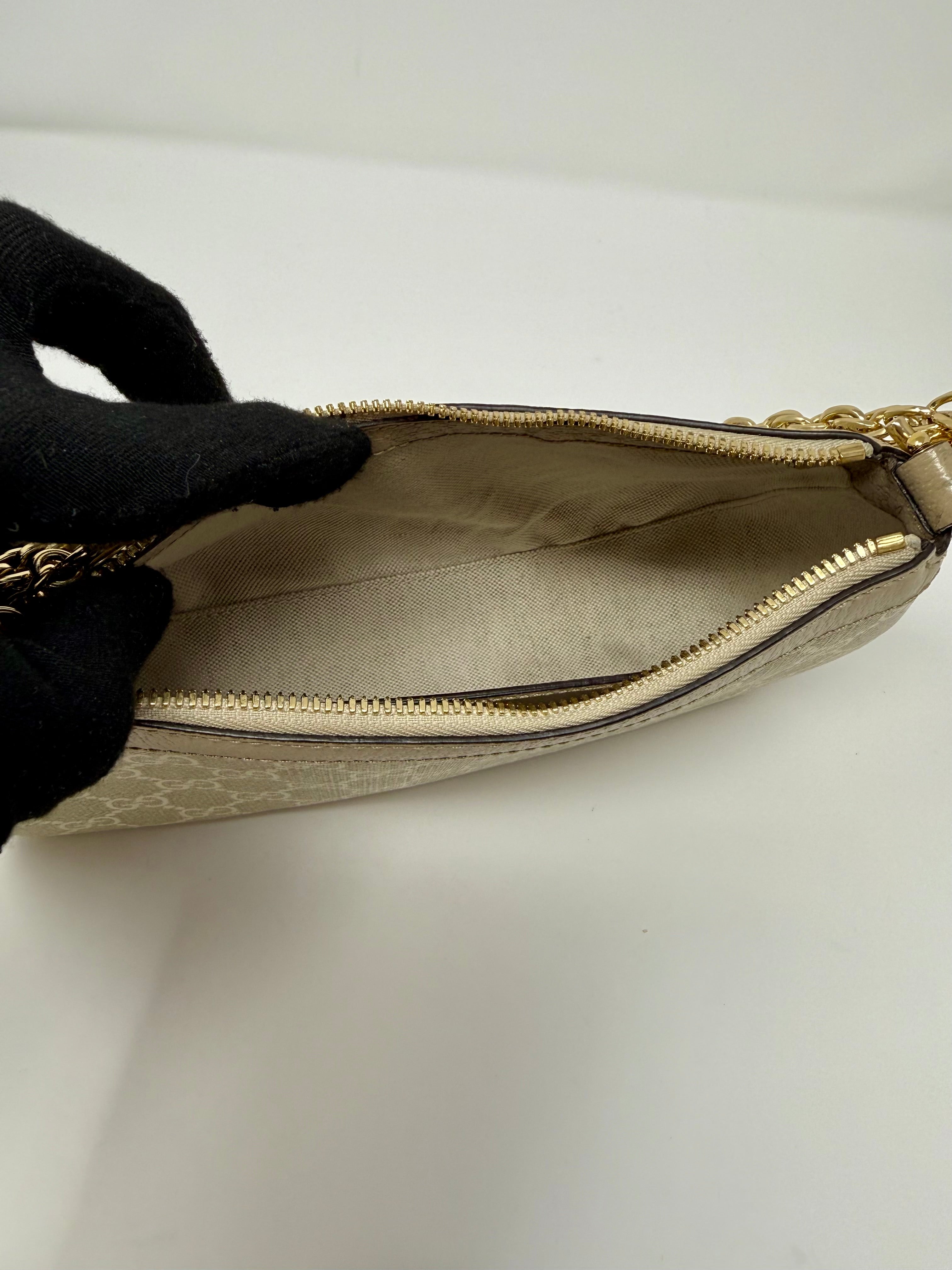 Gucci Ophidia Small Shoulder Bag – GG Supreme Monogram, Beige, Gold Hardware, Like New