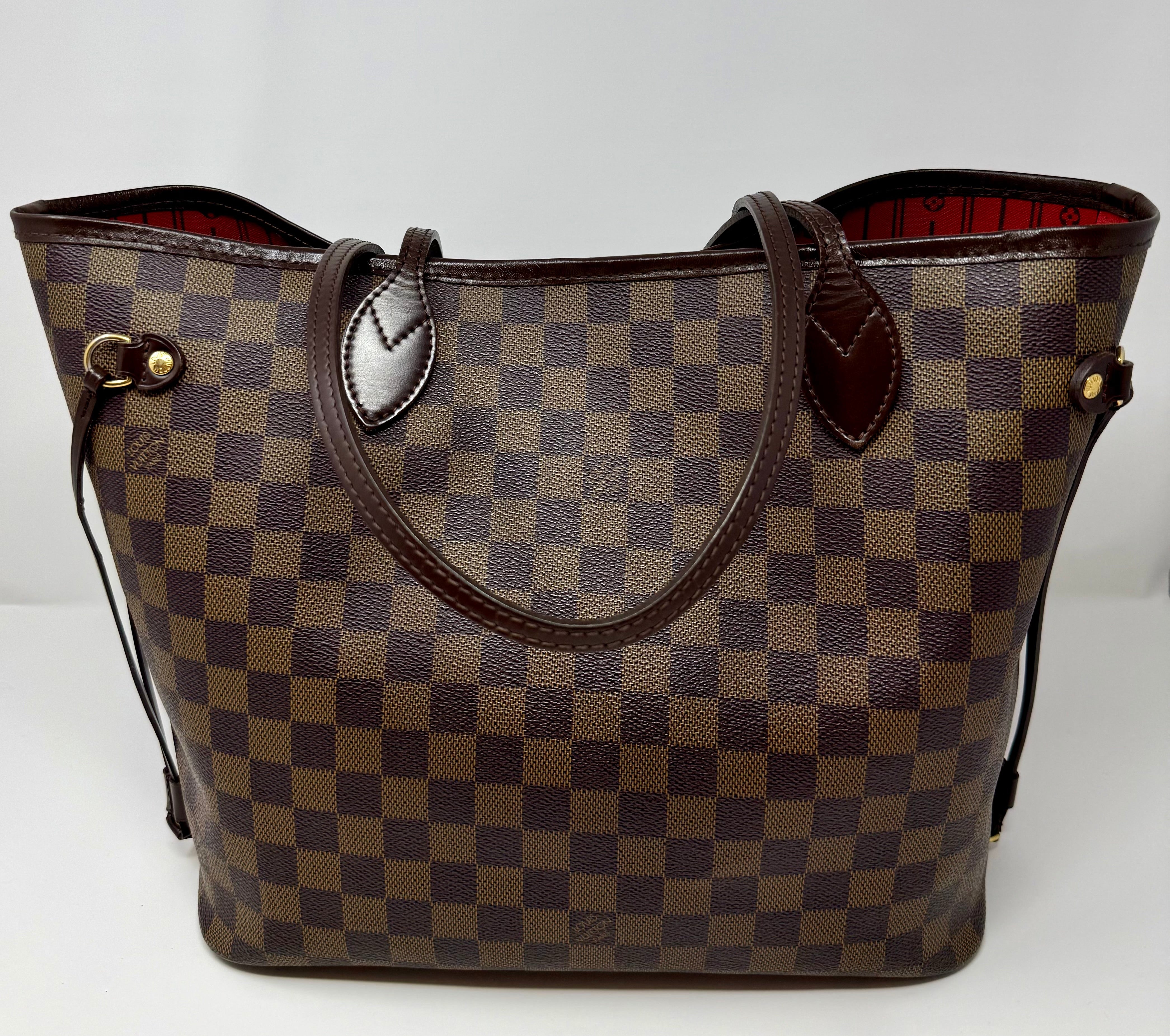Louis Vuitton Neverfull MM Damier Ebene Tote Bag, Red Interior, 2008