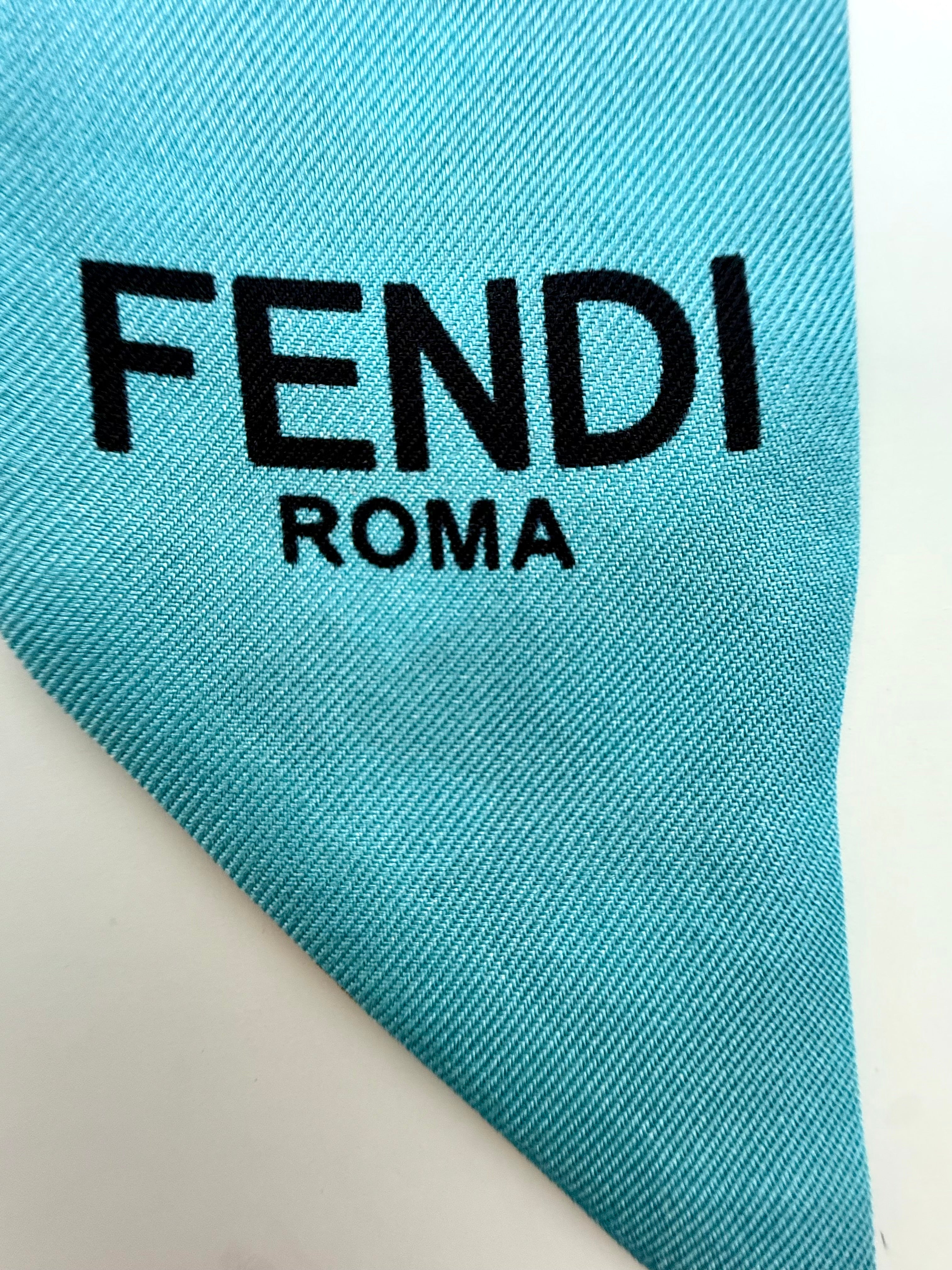 Fendi Graffiti Wrappy Silk Bandeau – Brown & Turquoise