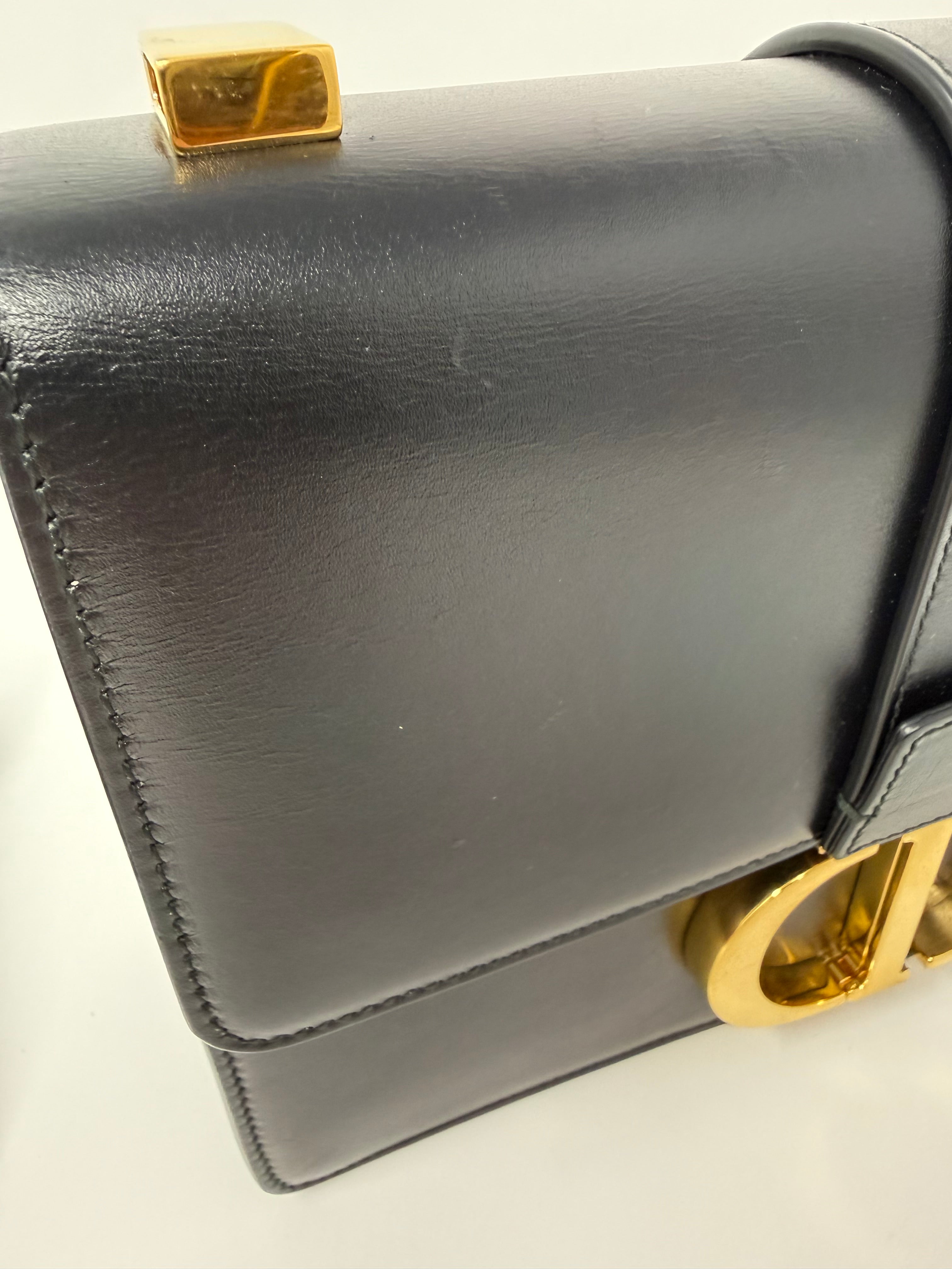 Christian Dior 30 Montaigne Flap Bag – Black Box Calfskin, Gold Hardware