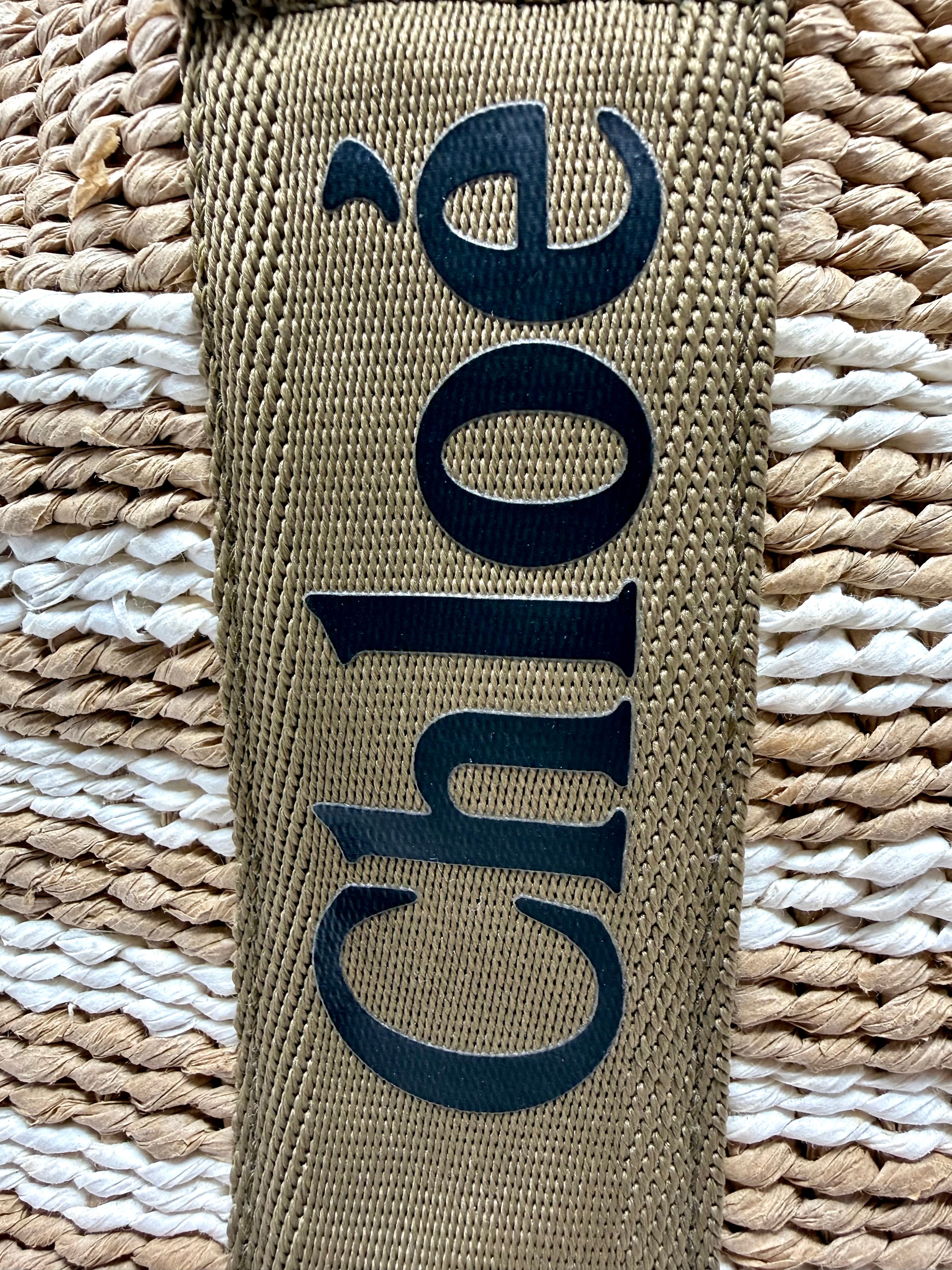 Chloé x Mifuko Woody Large Striped Basket Tote in Natural & White