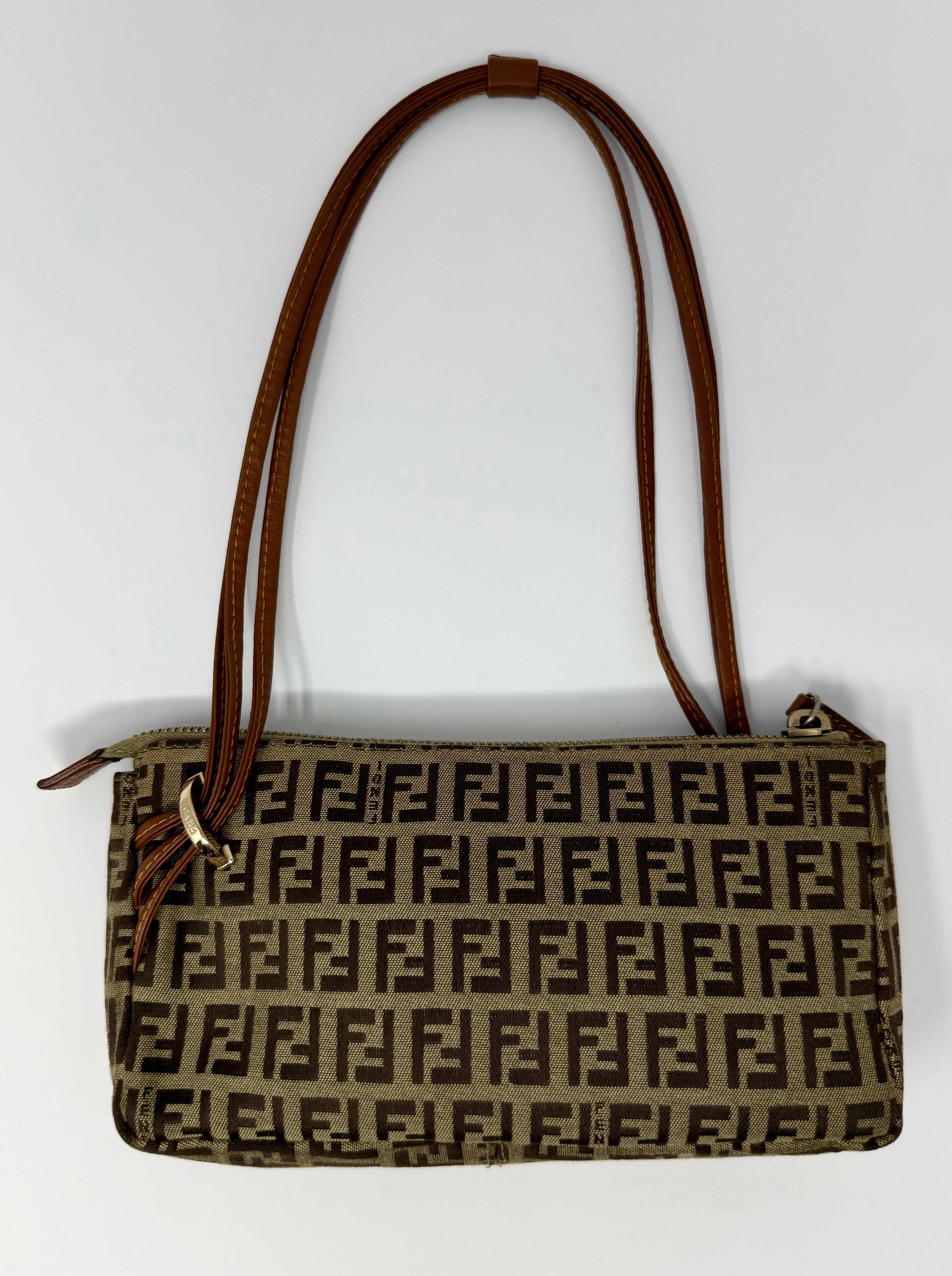 Vintage Y2K Fendi Zucchino Triple-Strap Pochette Shoulder Bag