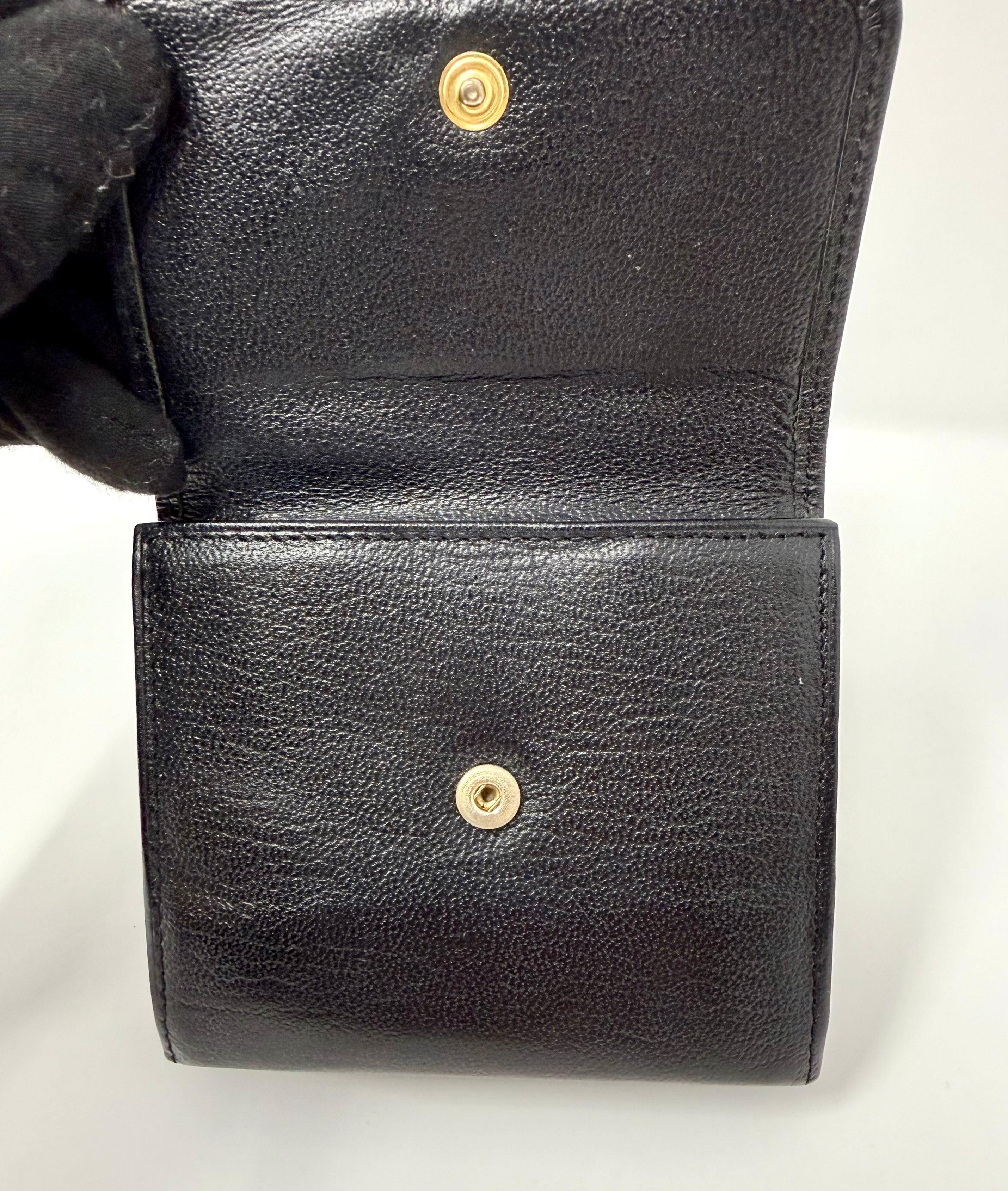 Vintage Chanel Black Caviar Compact Bifold Wallet – Gold CC