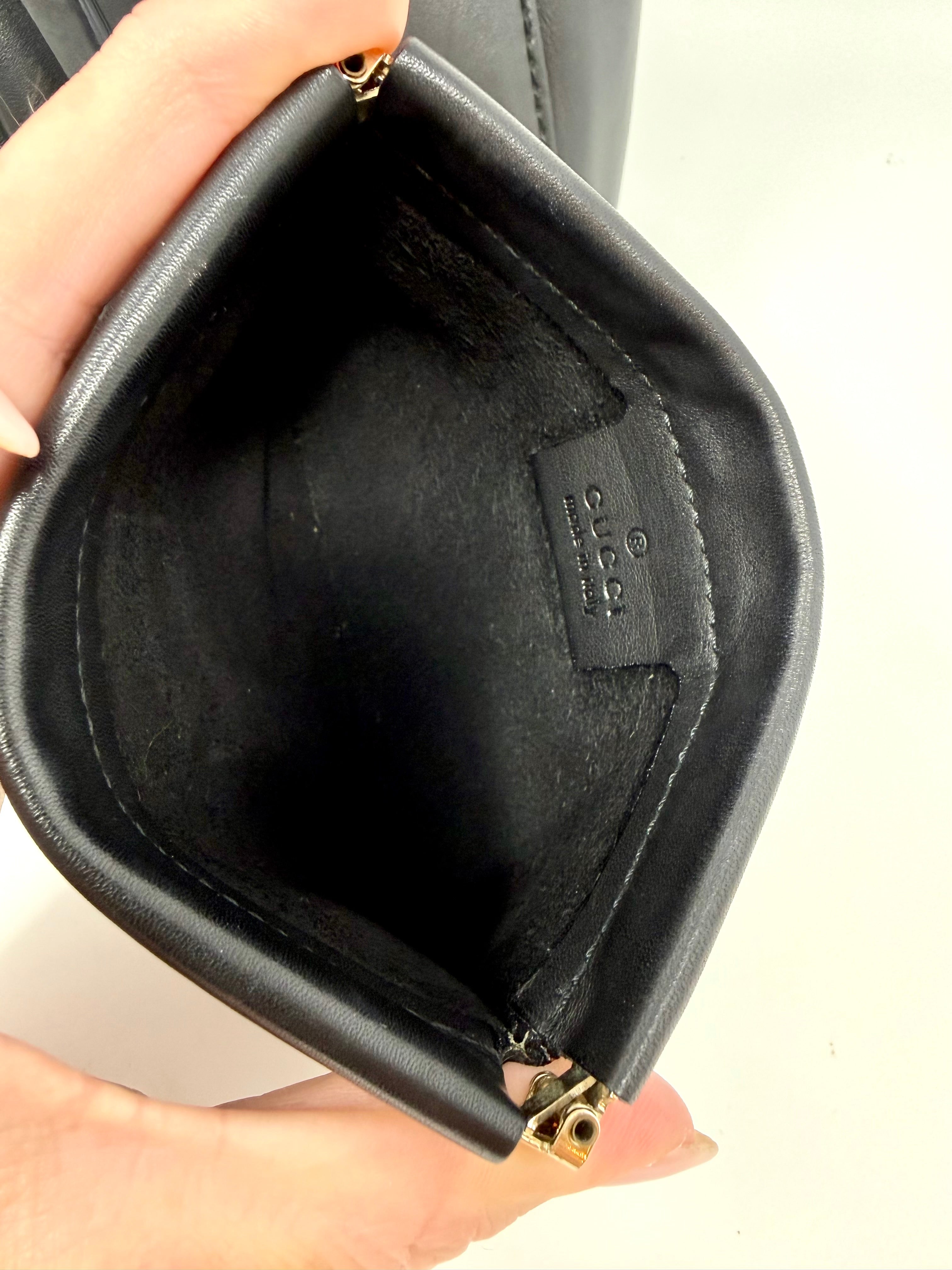 Vintage Gucci Vitello Black Calfskin Tote with Pouch