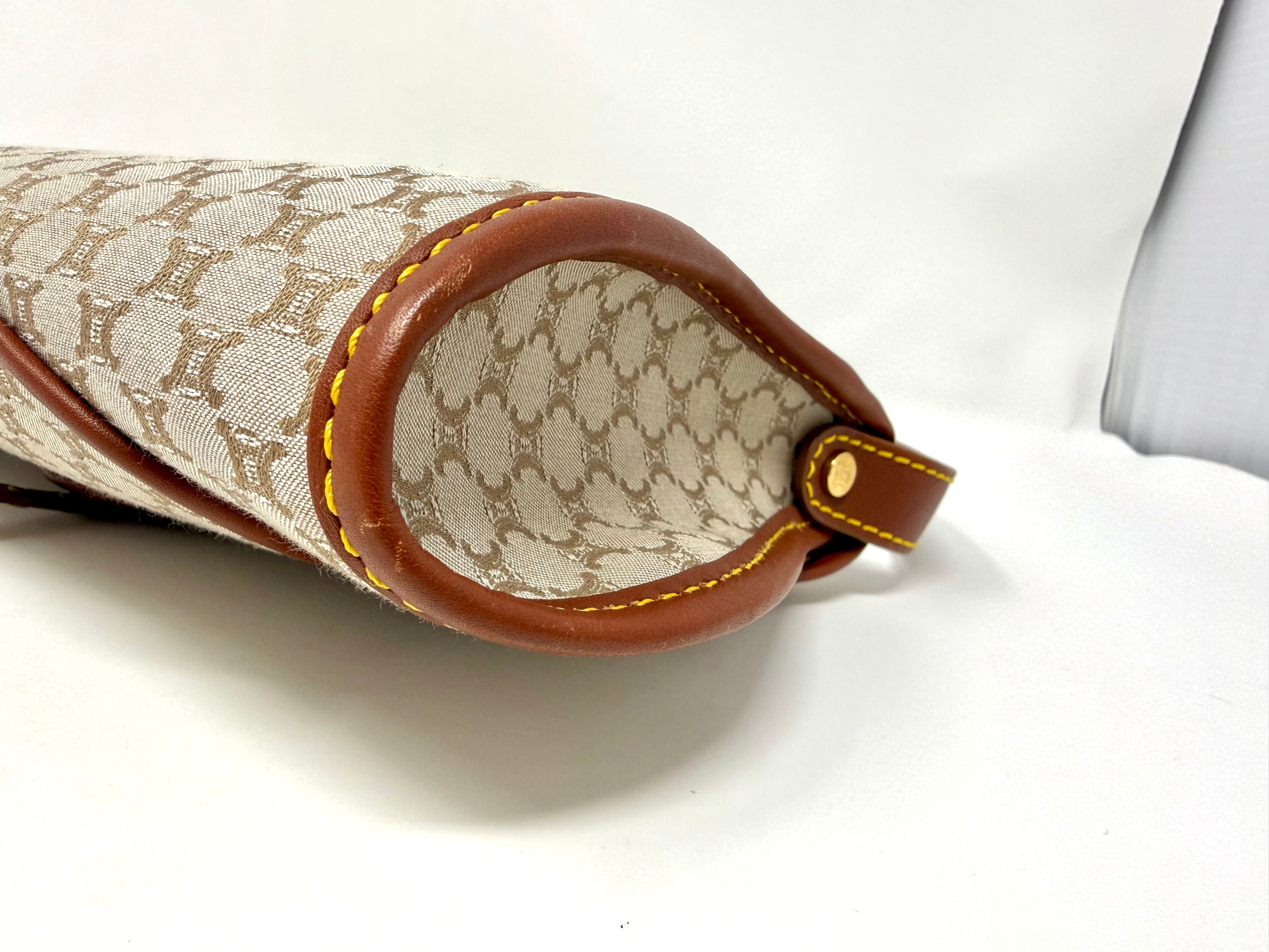 Vintage Céline Macadam Jacquard Flap Shoulder Bag | Beige & Brown