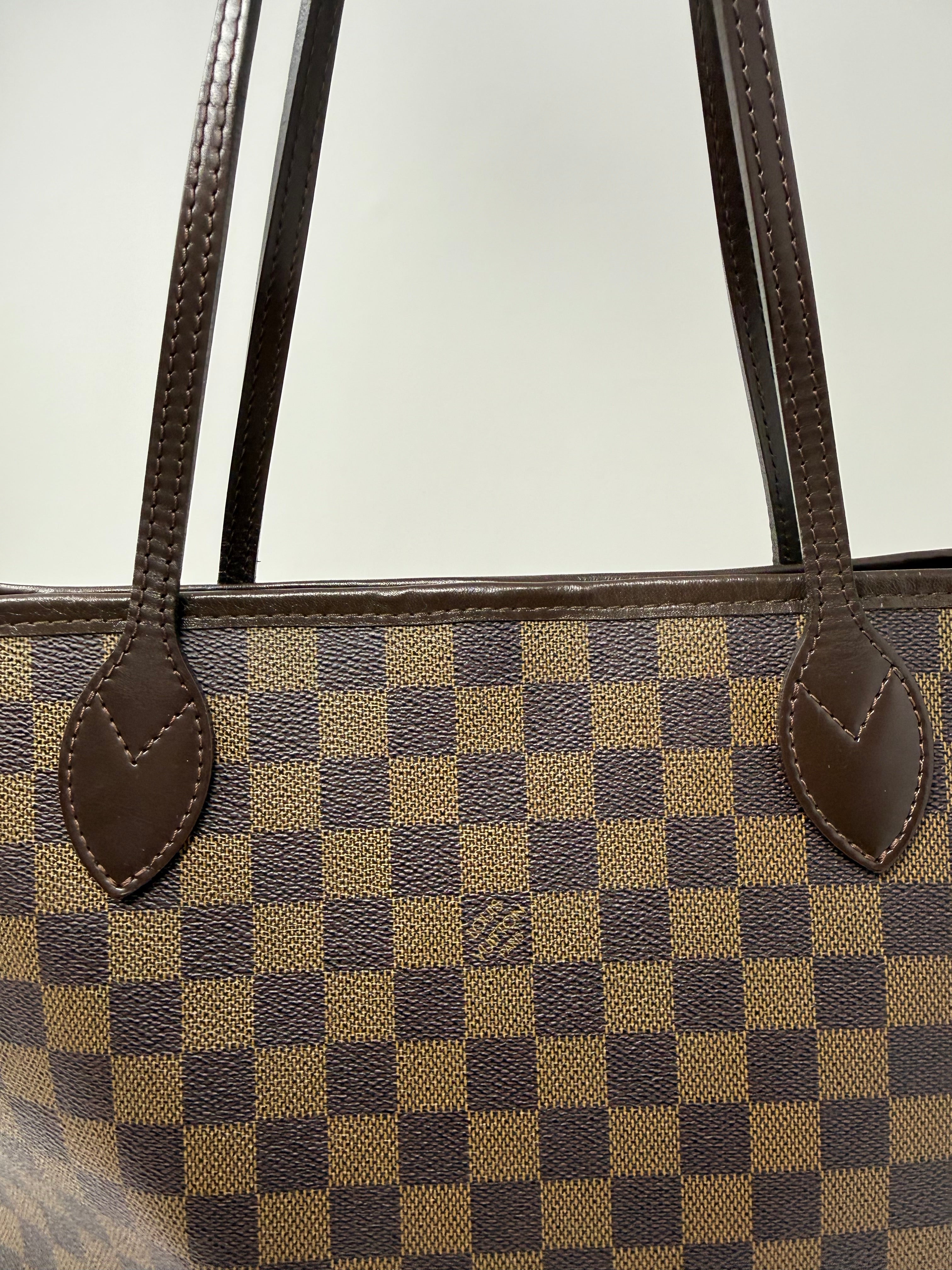 Louis Vuitton Neverfull MM Damier Ebene Tote Bag, Red Interior, 2008