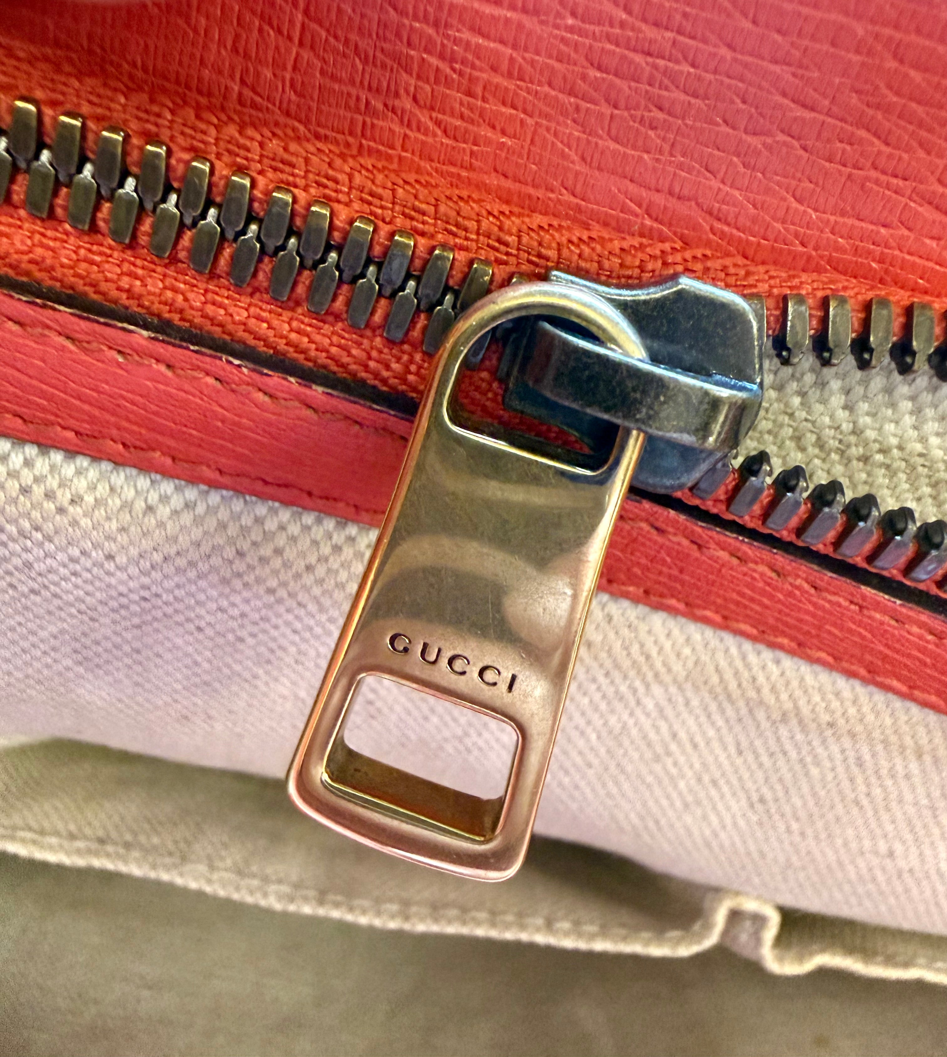 Gucci Bright Bit Medium Leather Tote in Coral