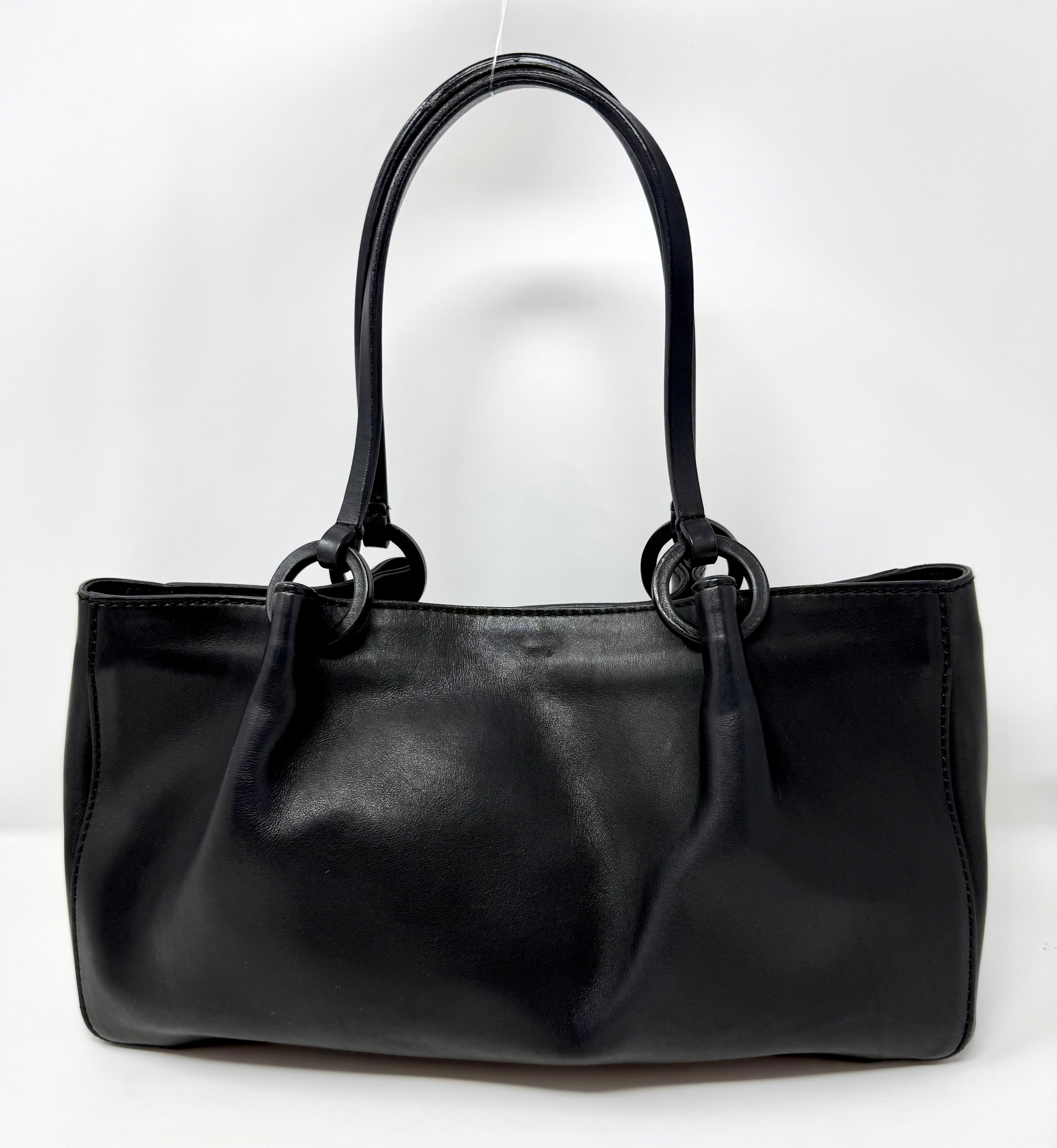 Vintage Gucci Vitello Black Calfskin Tote with Pouch
