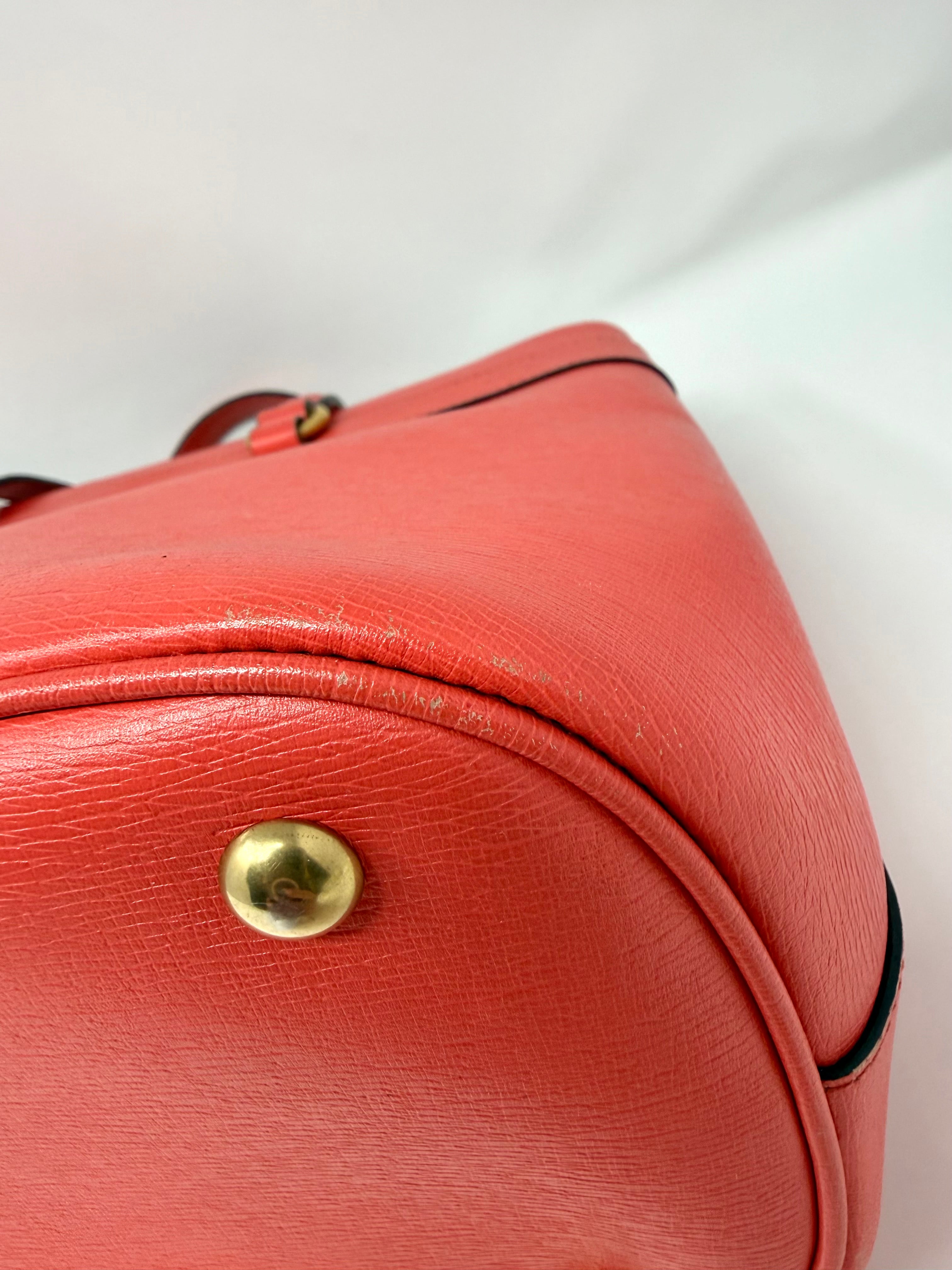 Gucci Bright Bit Medium Leather Tote in Coral