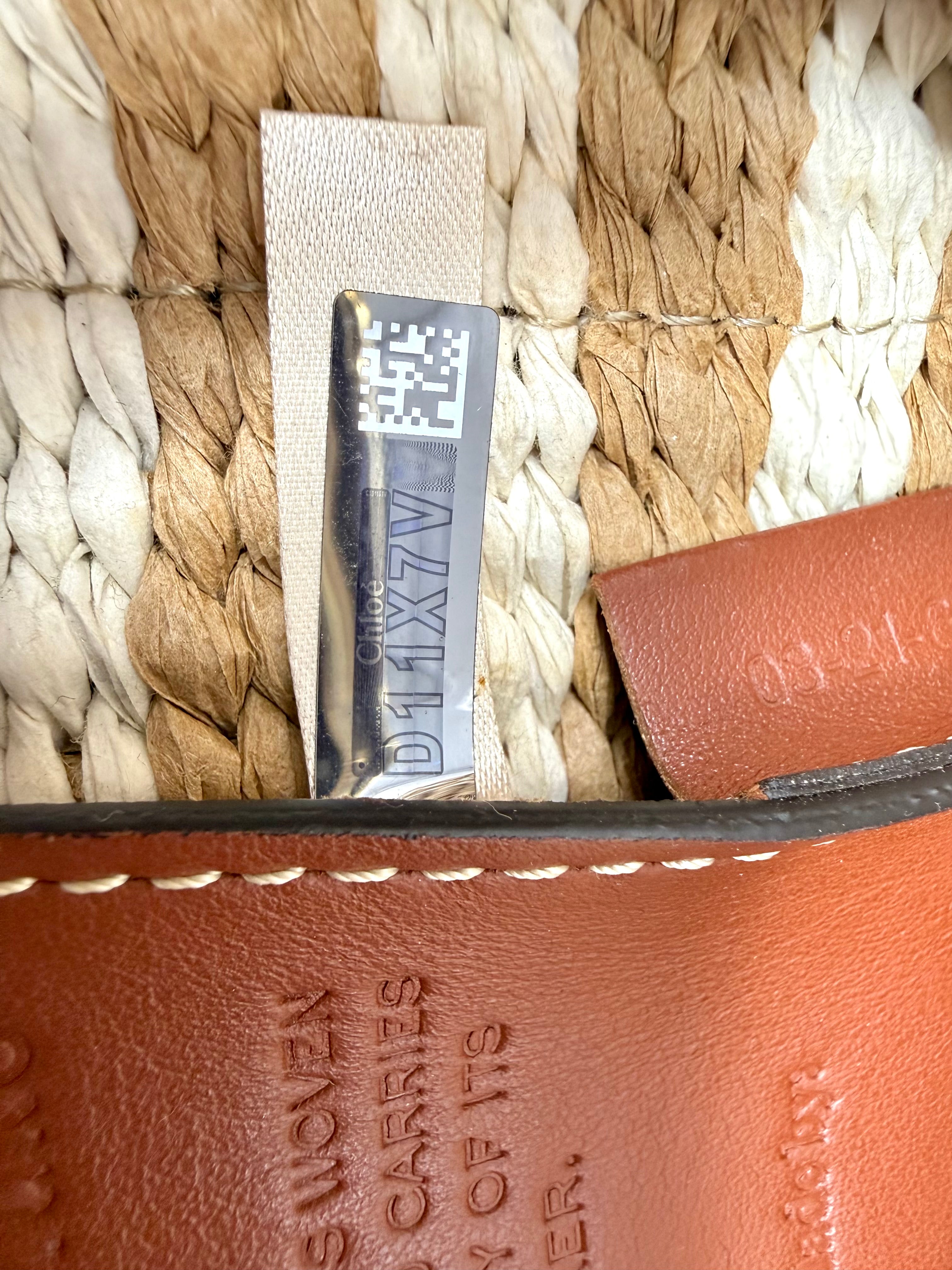 Chloé x Mifuko Woody Large Striped Basket Tote in Natural & White