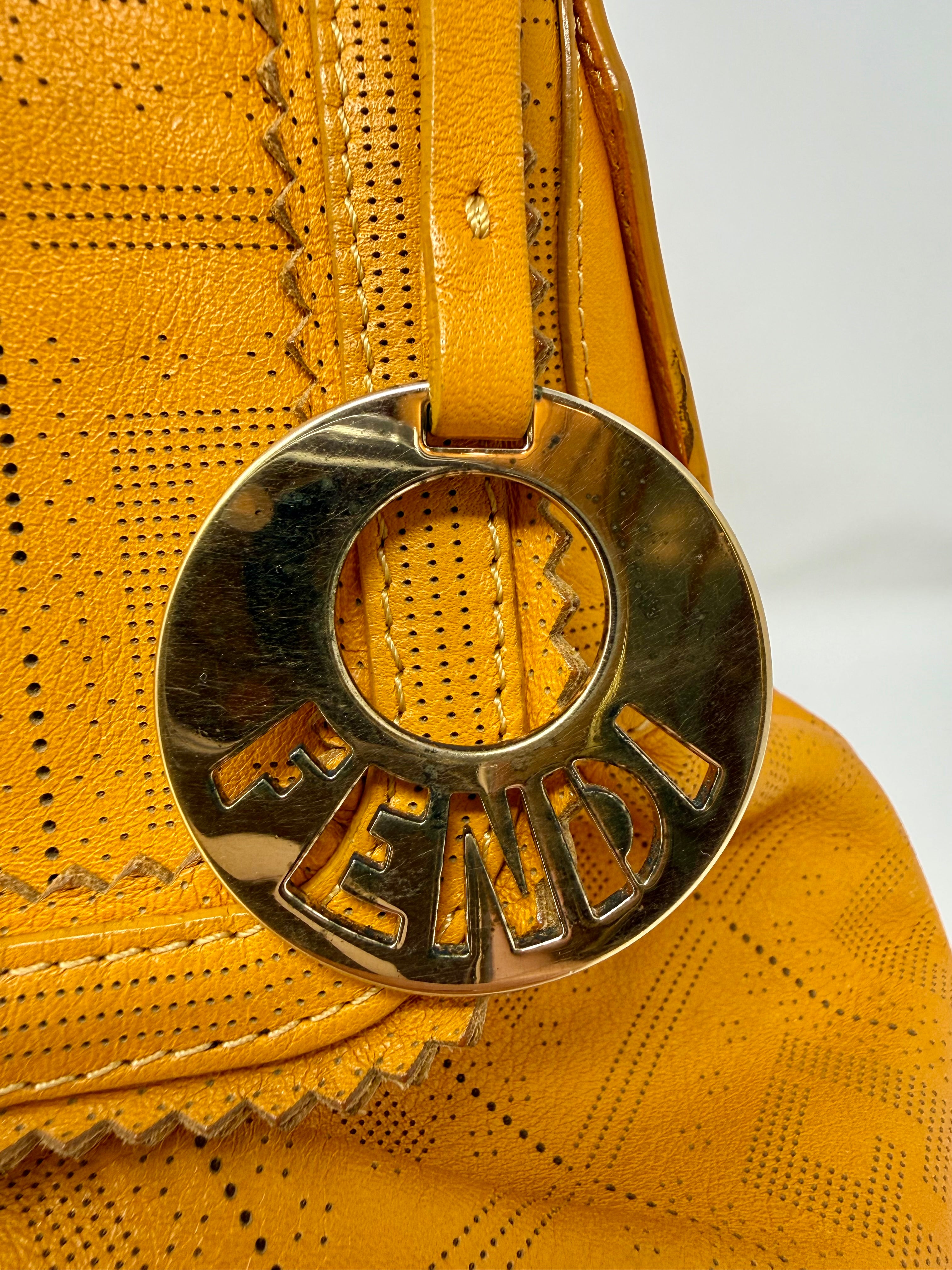 FENDI Perforated Leather Chef Hobo – Sunshine Orange, Vintage