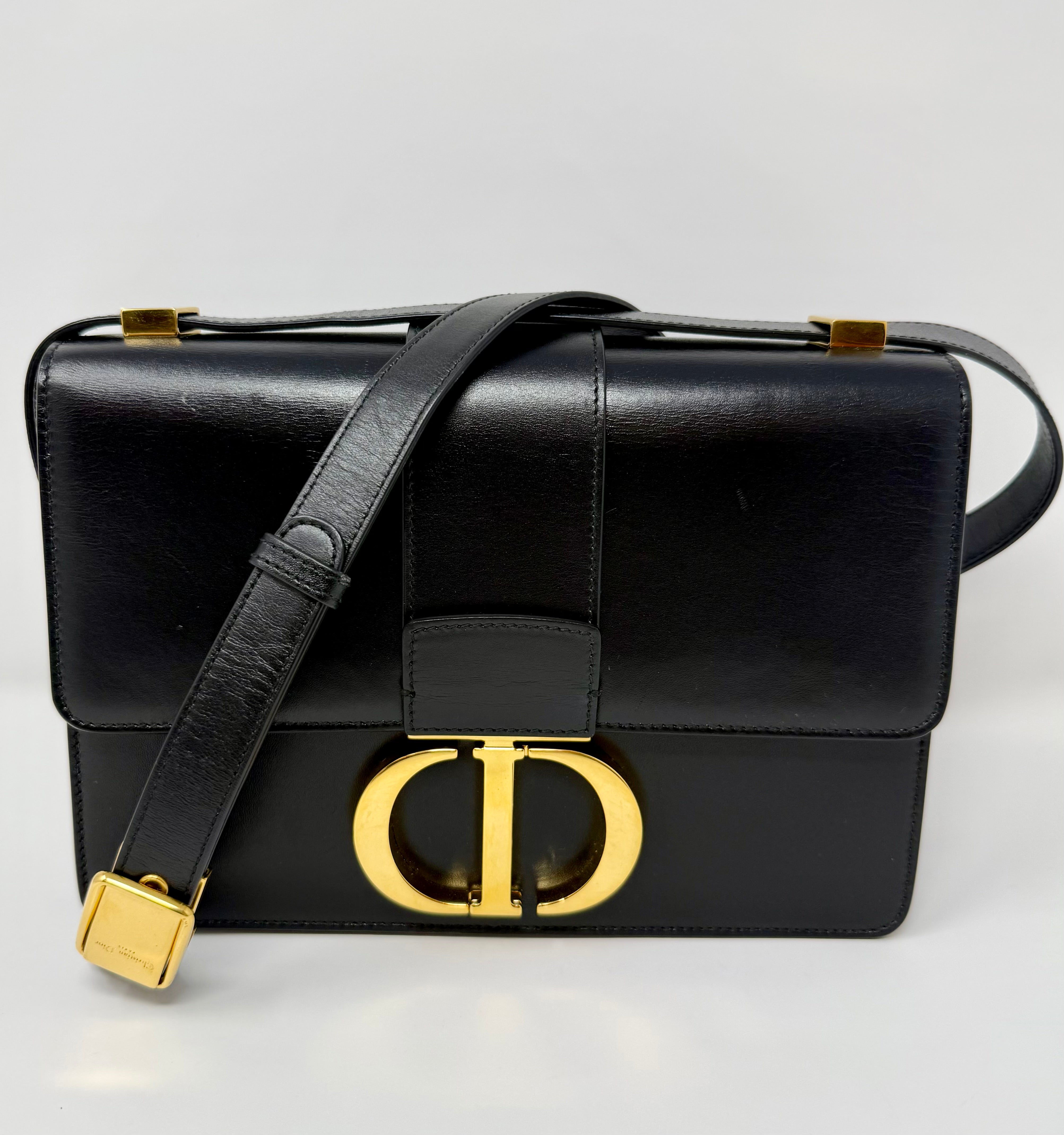 Christian Dior 30 Montaigne Flap Bag – Black Box Calfskin, Gold Hardware