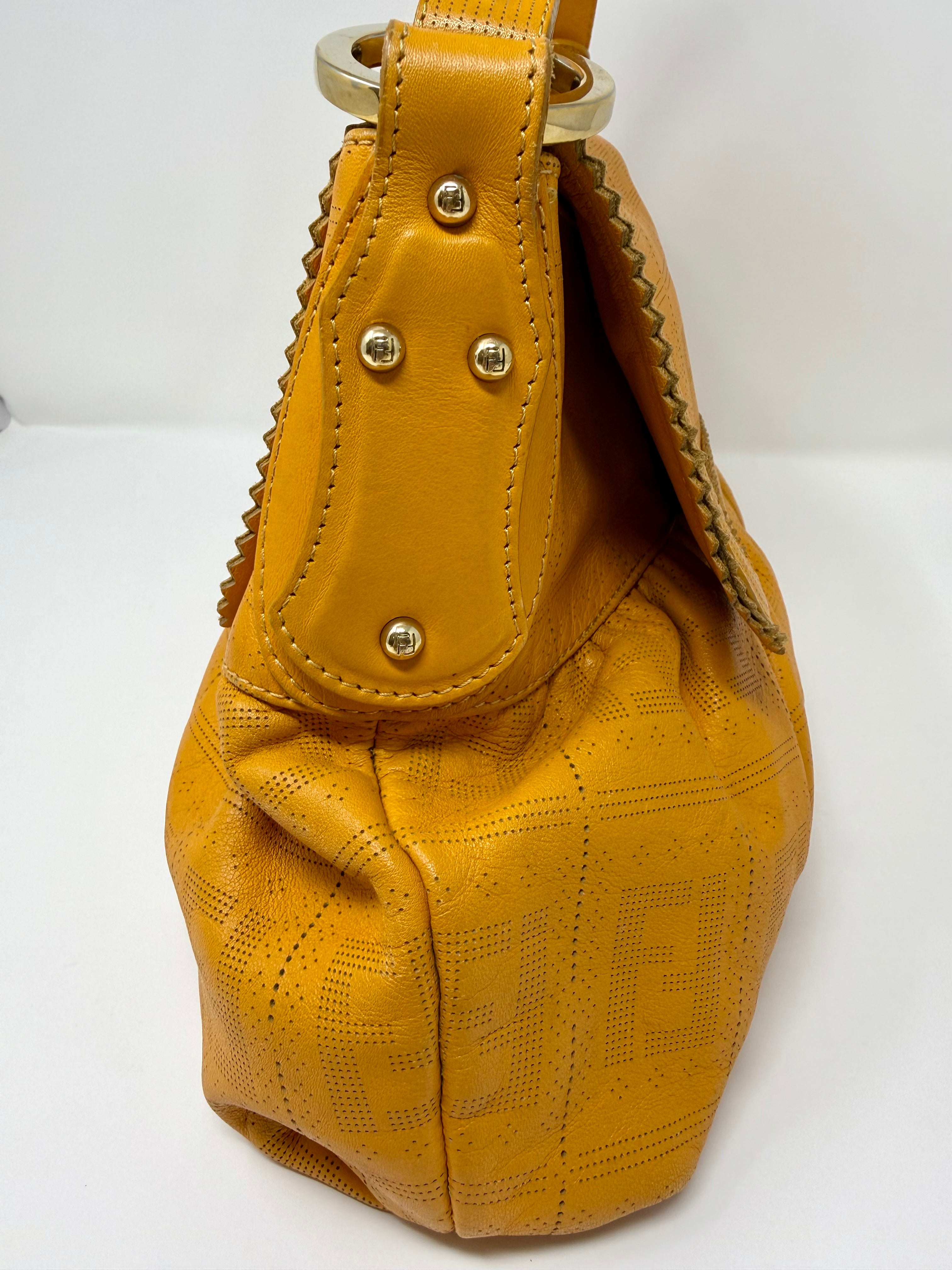 FENDI Perforated Leather Chef Hobo – Sunshine Orange, Vintage