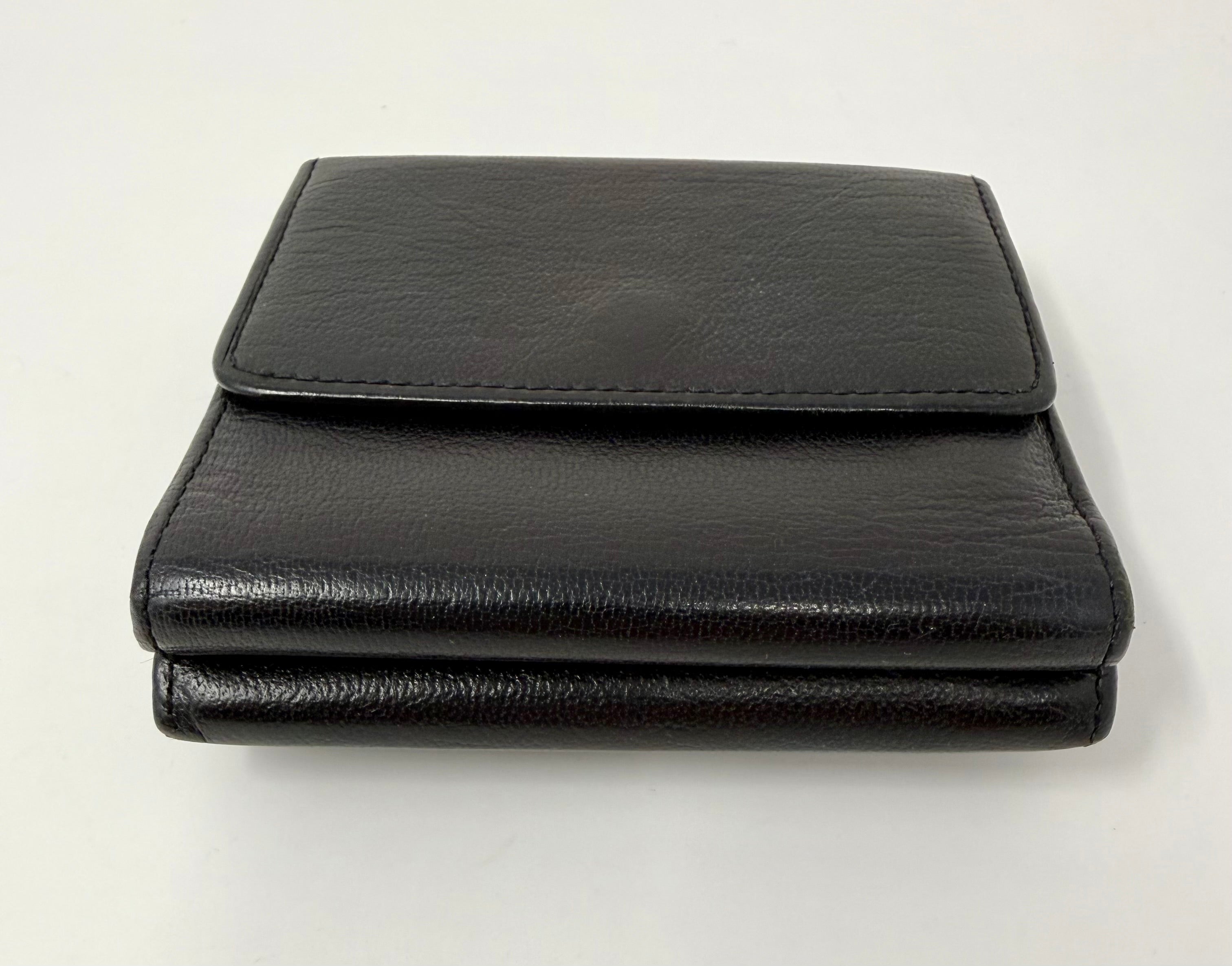 Vintage Chanel Black Caviar Compact Bifold Wallet – Gold CC