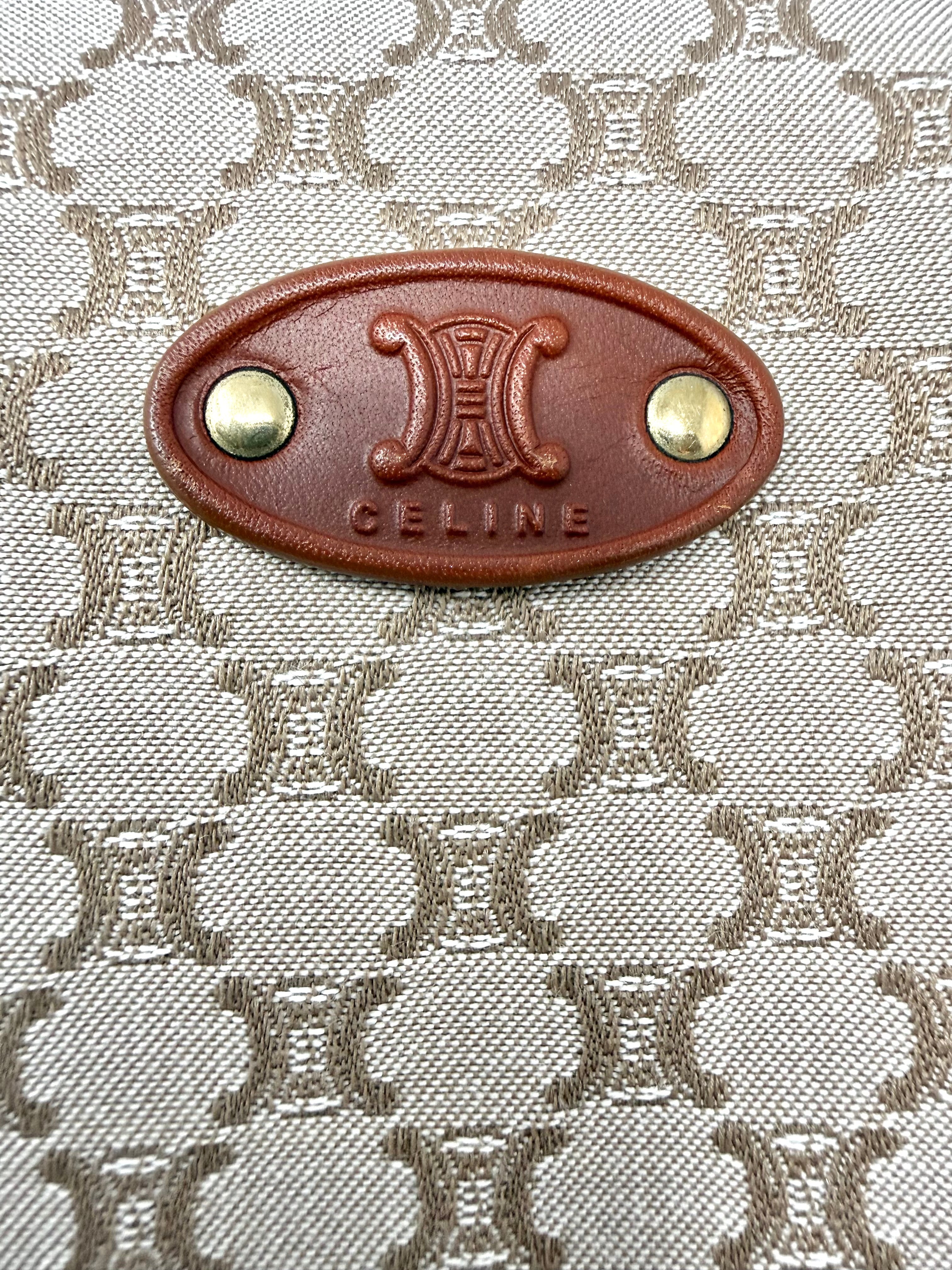 Vintage Céline Macadam Jacquard Flap Shoulder Bag | Beige & Brown