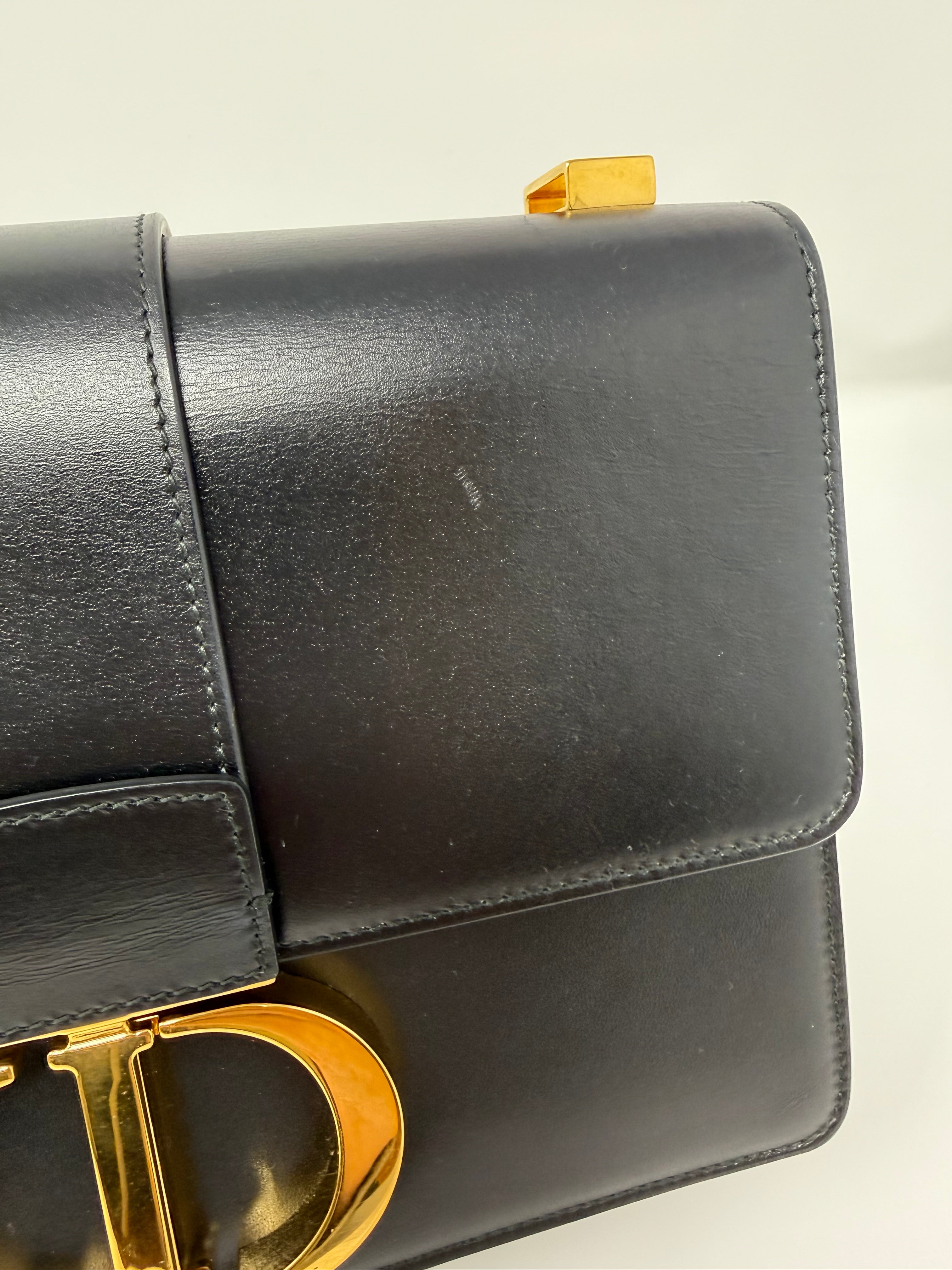 Christian Dior 30 Montaigne Flap Bag – Black Box Calfskin, Gold Hardware