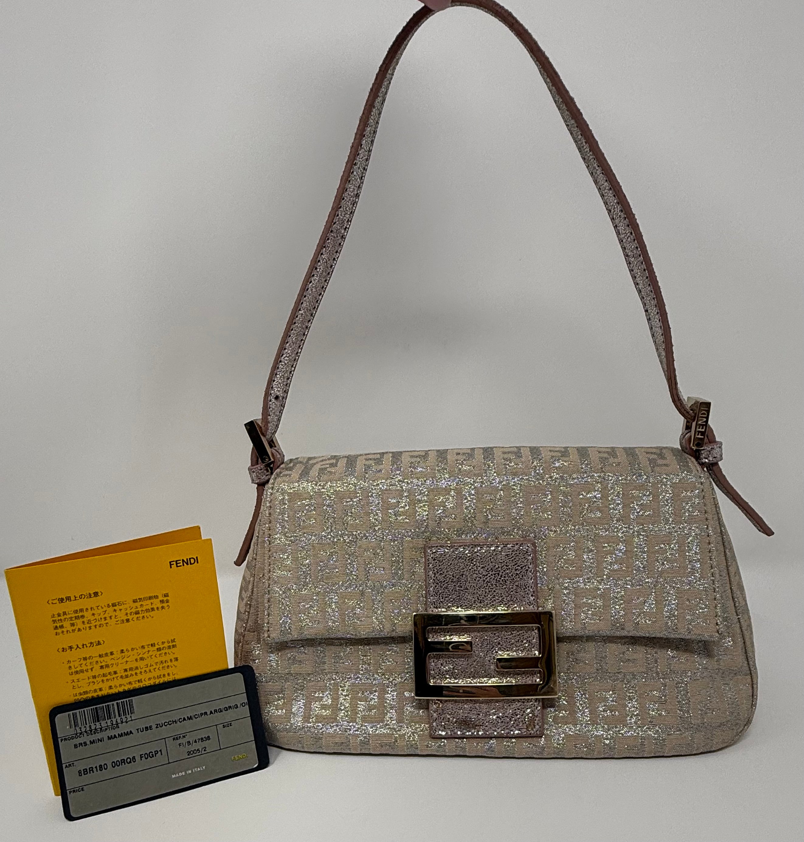 Fendi Vintage Mini Mamma Baguette Zucchino – Cipria Metallic (2005)
