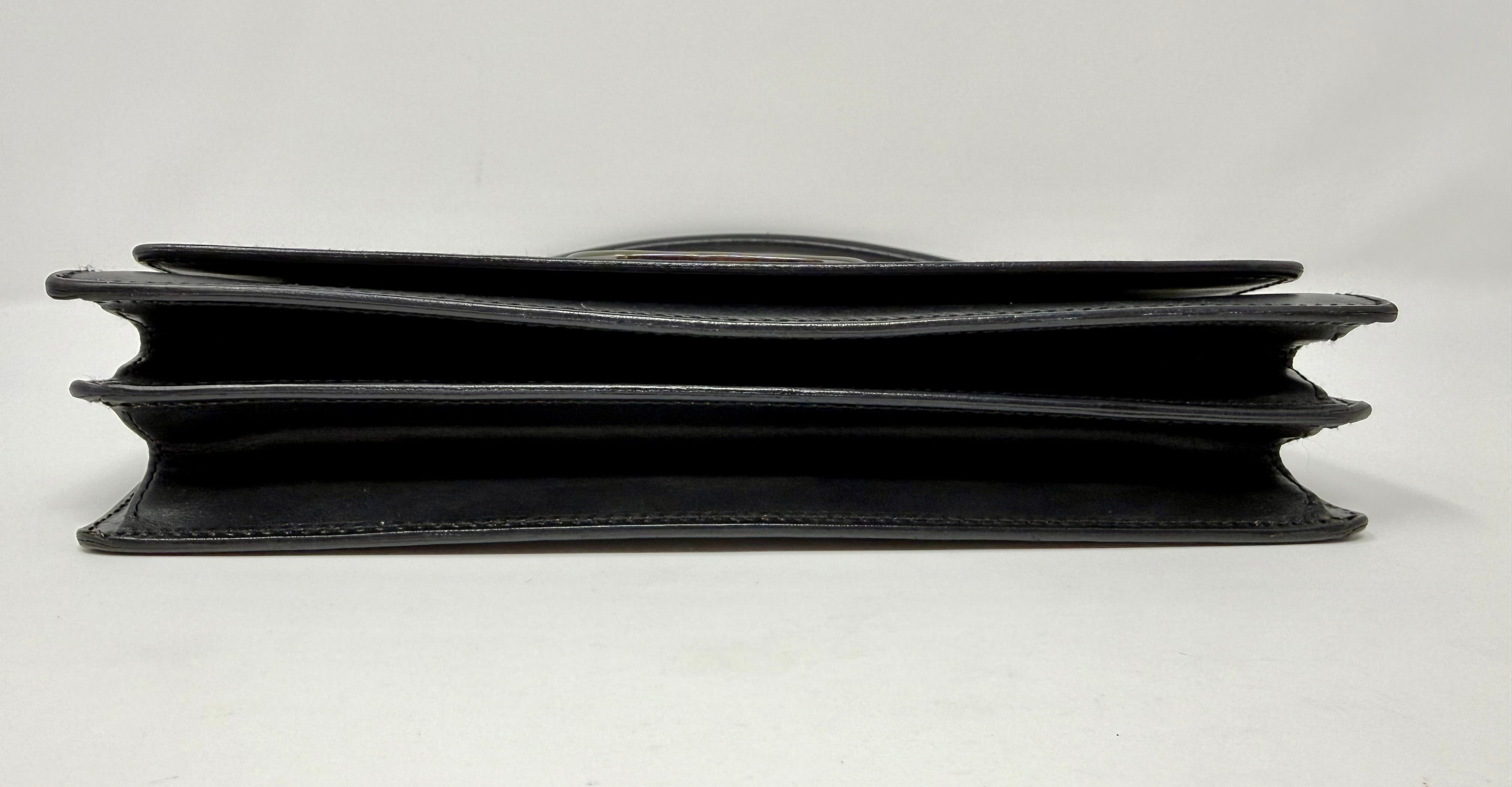 Gucci Vintage Black Leather Interlocking G Shoulder Bag