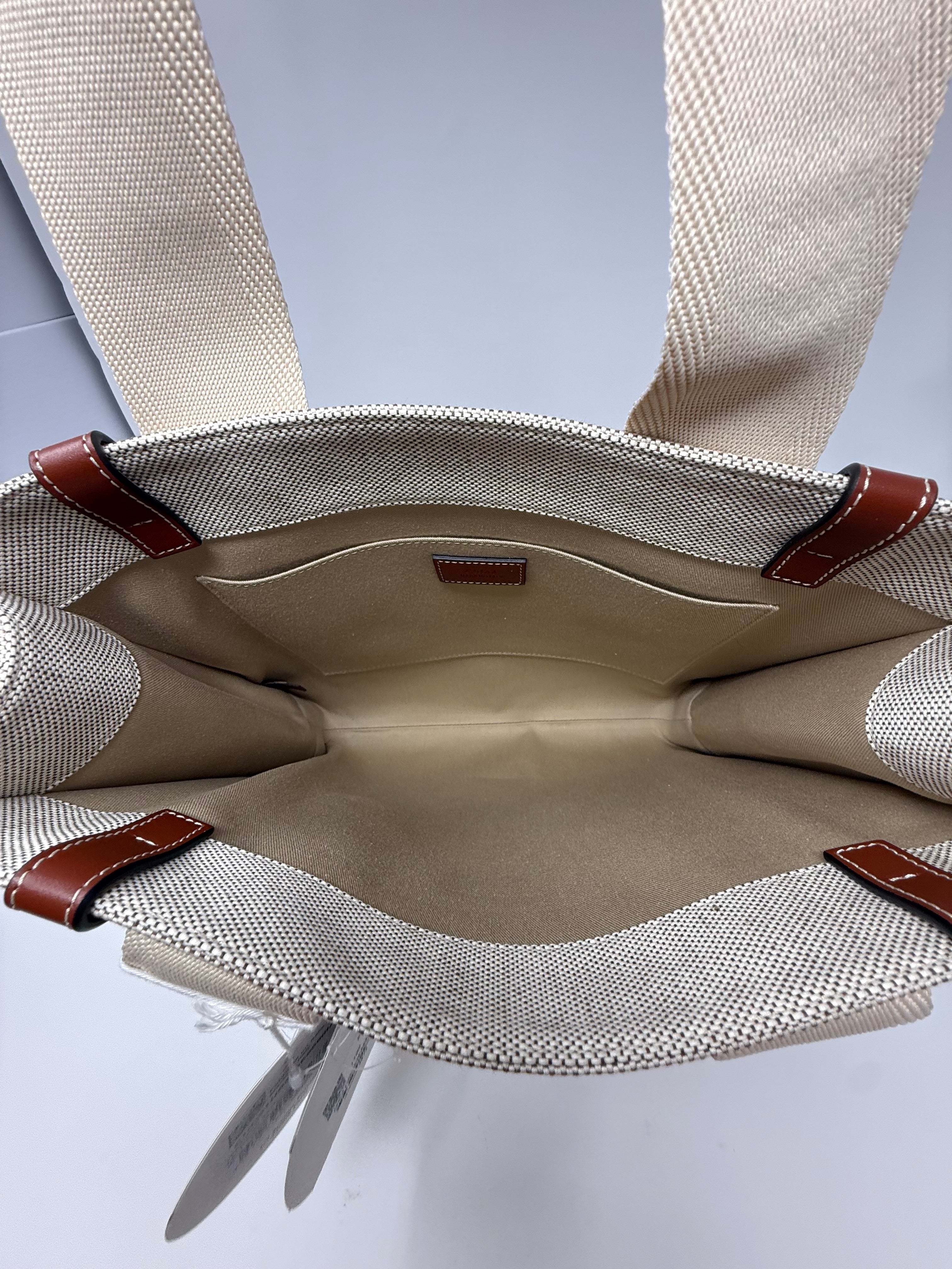 Chloé Medium Woody Tote, White & Brown, Like New