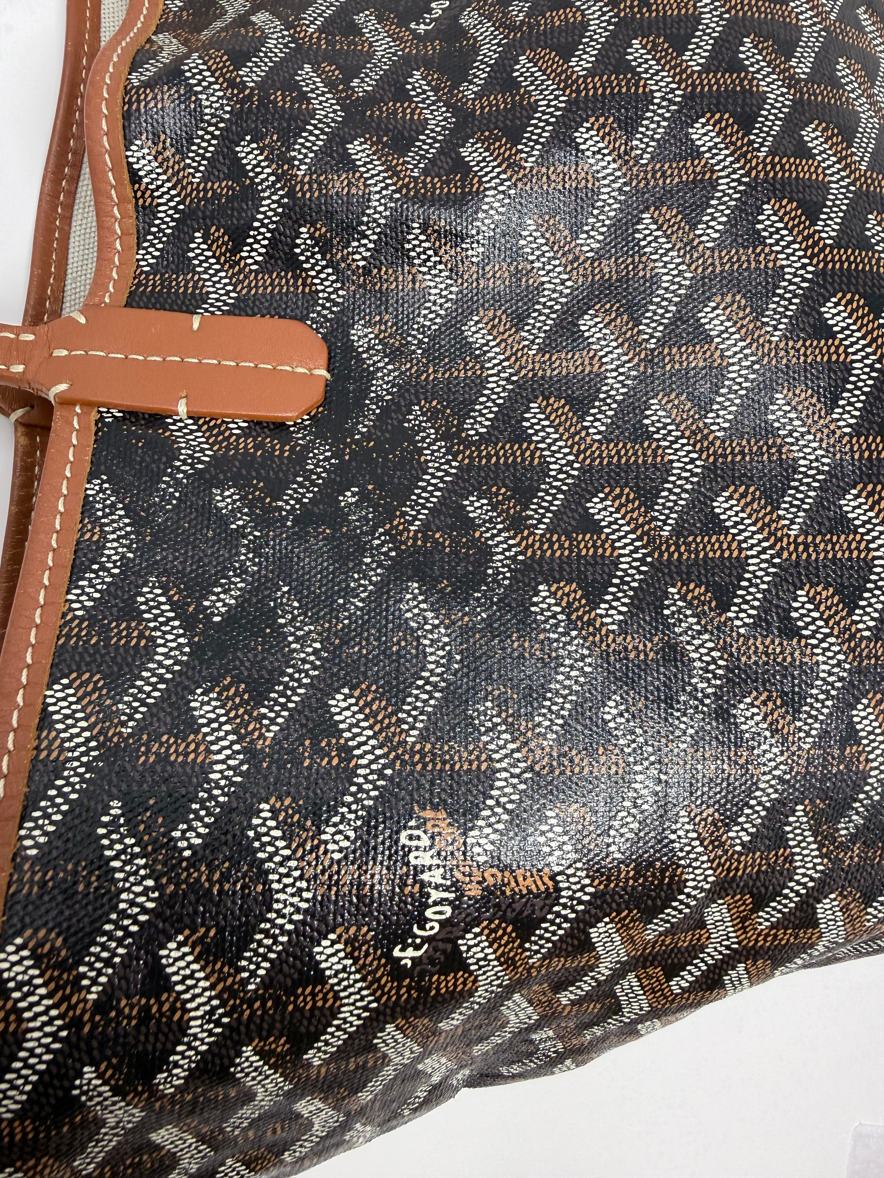 Goyard St. Louis PM Tote – Black Gold with Attached Pouch