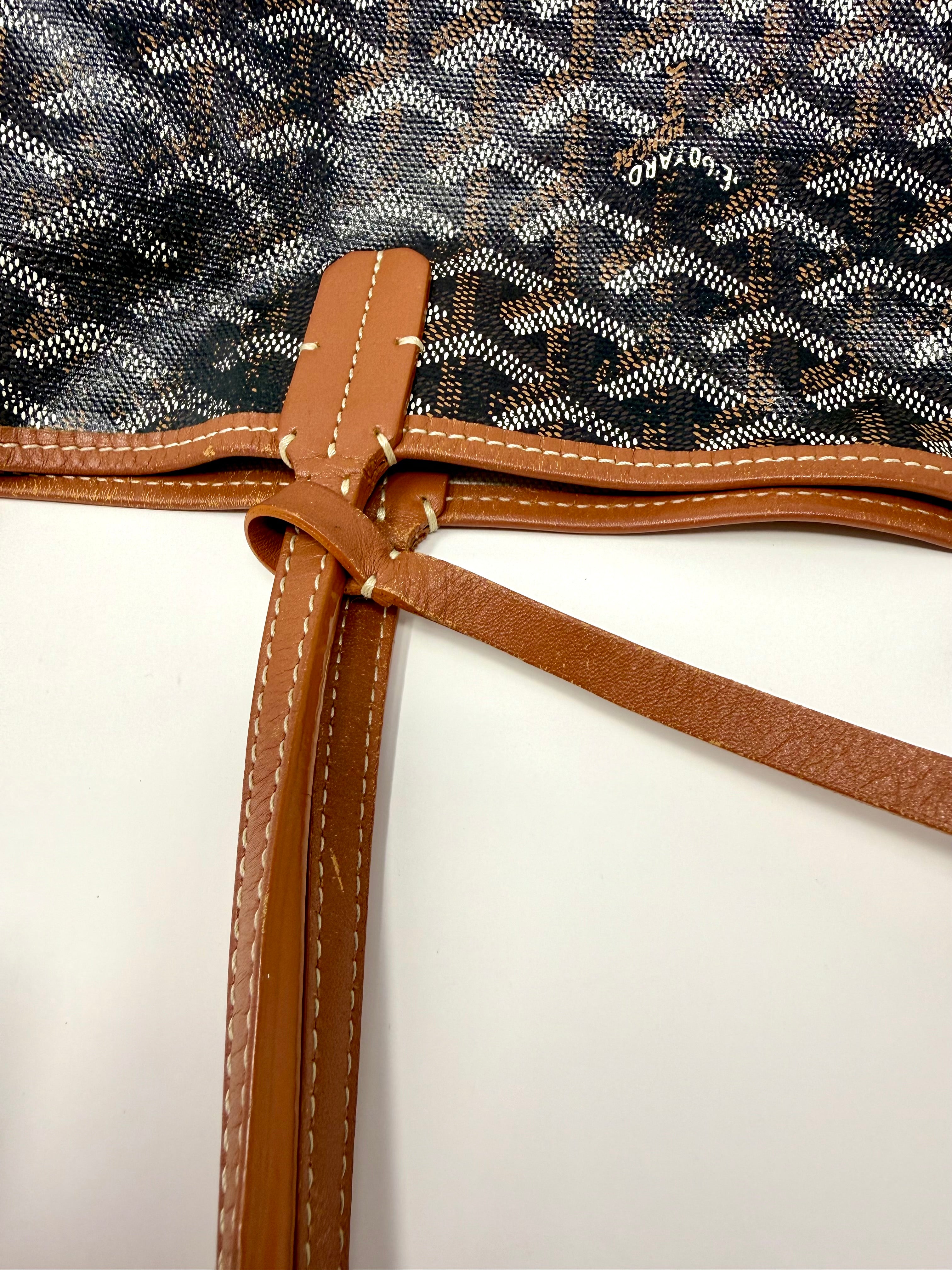 Goyard St. Louis PM Tote – Black Gold with Attached Pouch