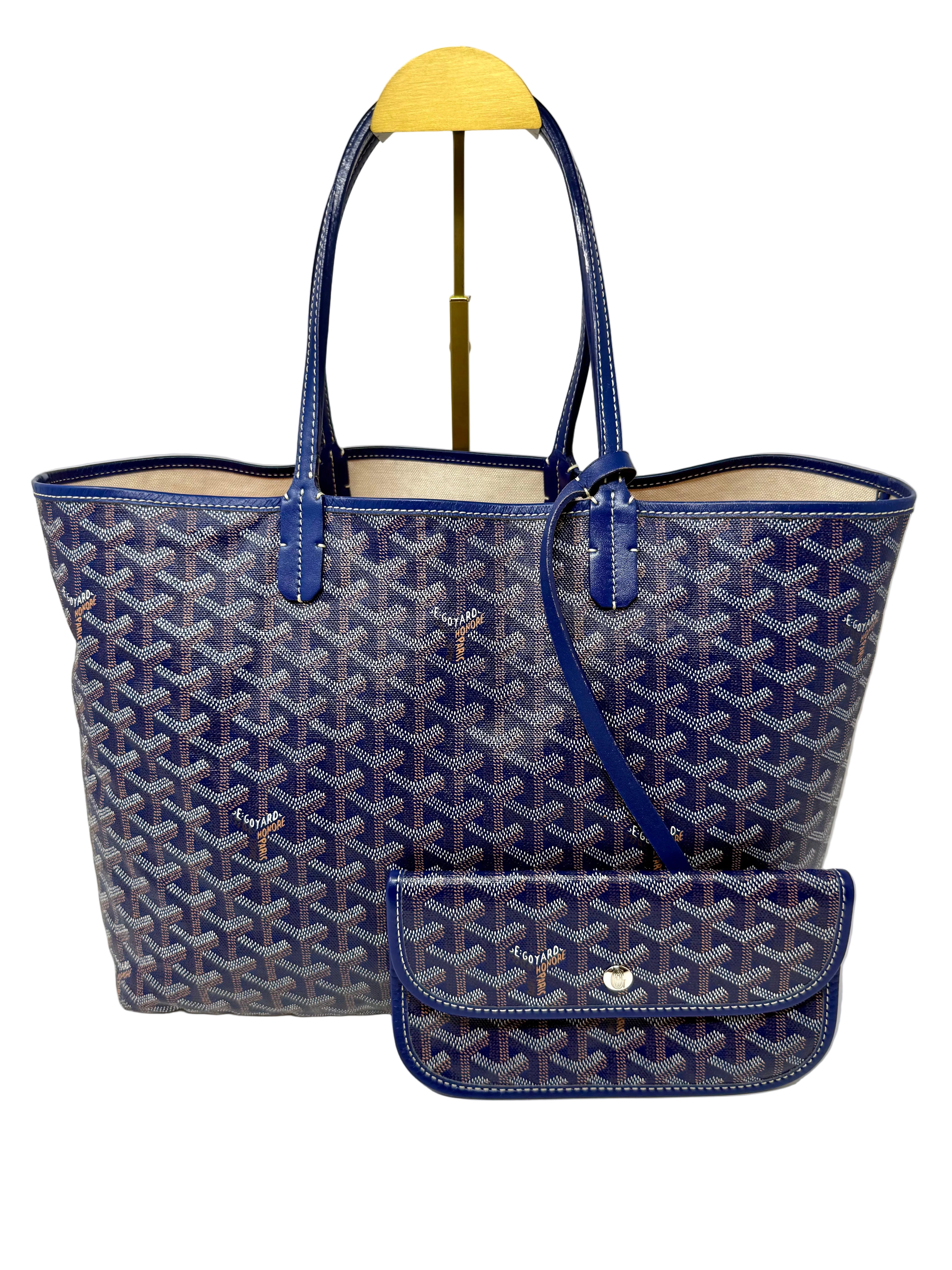 Goyard Saint Louis PM Tote – Navy Bleu Marine with attached pouch