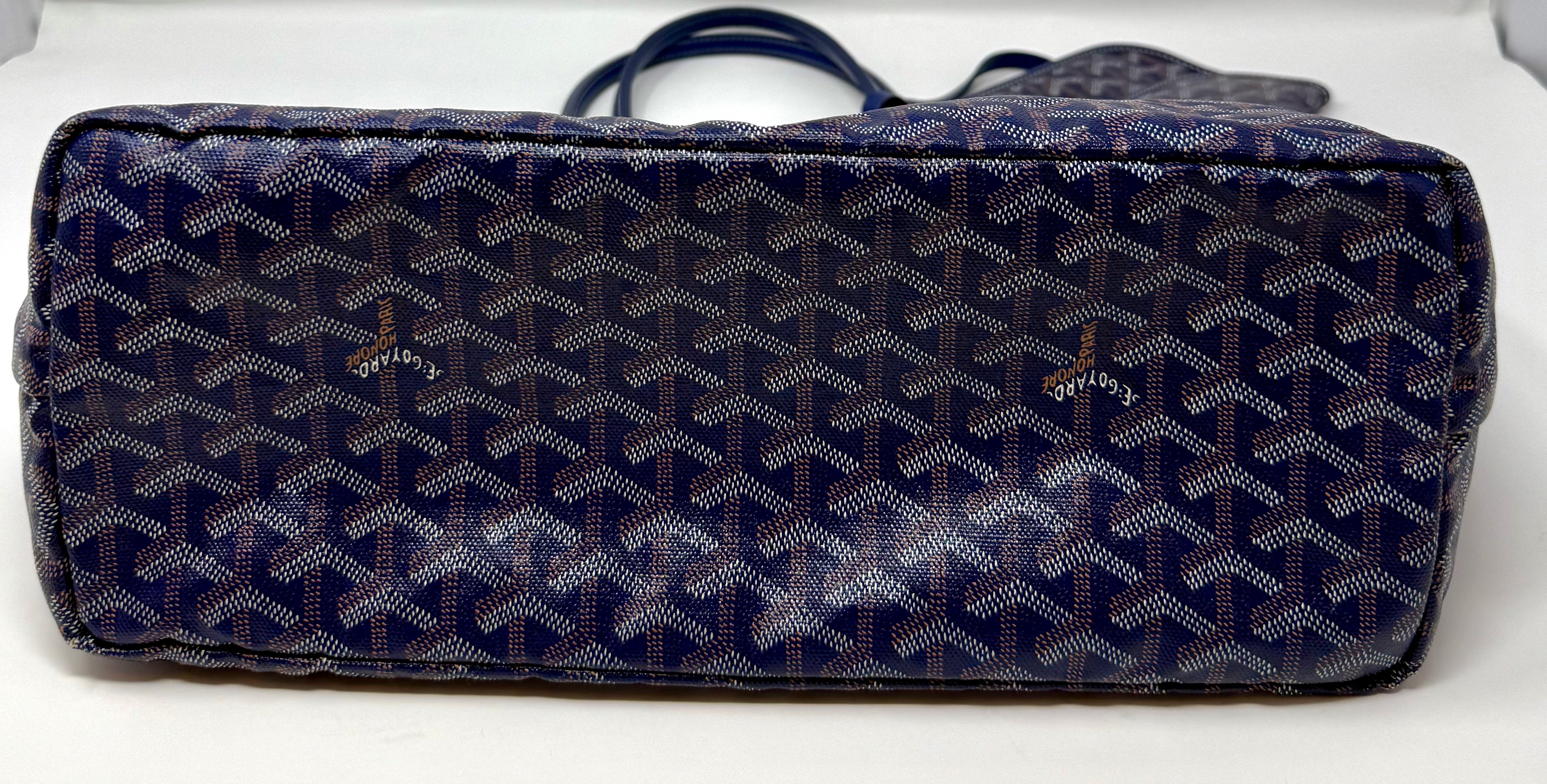 Goyard Saint Louis PM Tote – Navy Bleu Marine with attached pouch