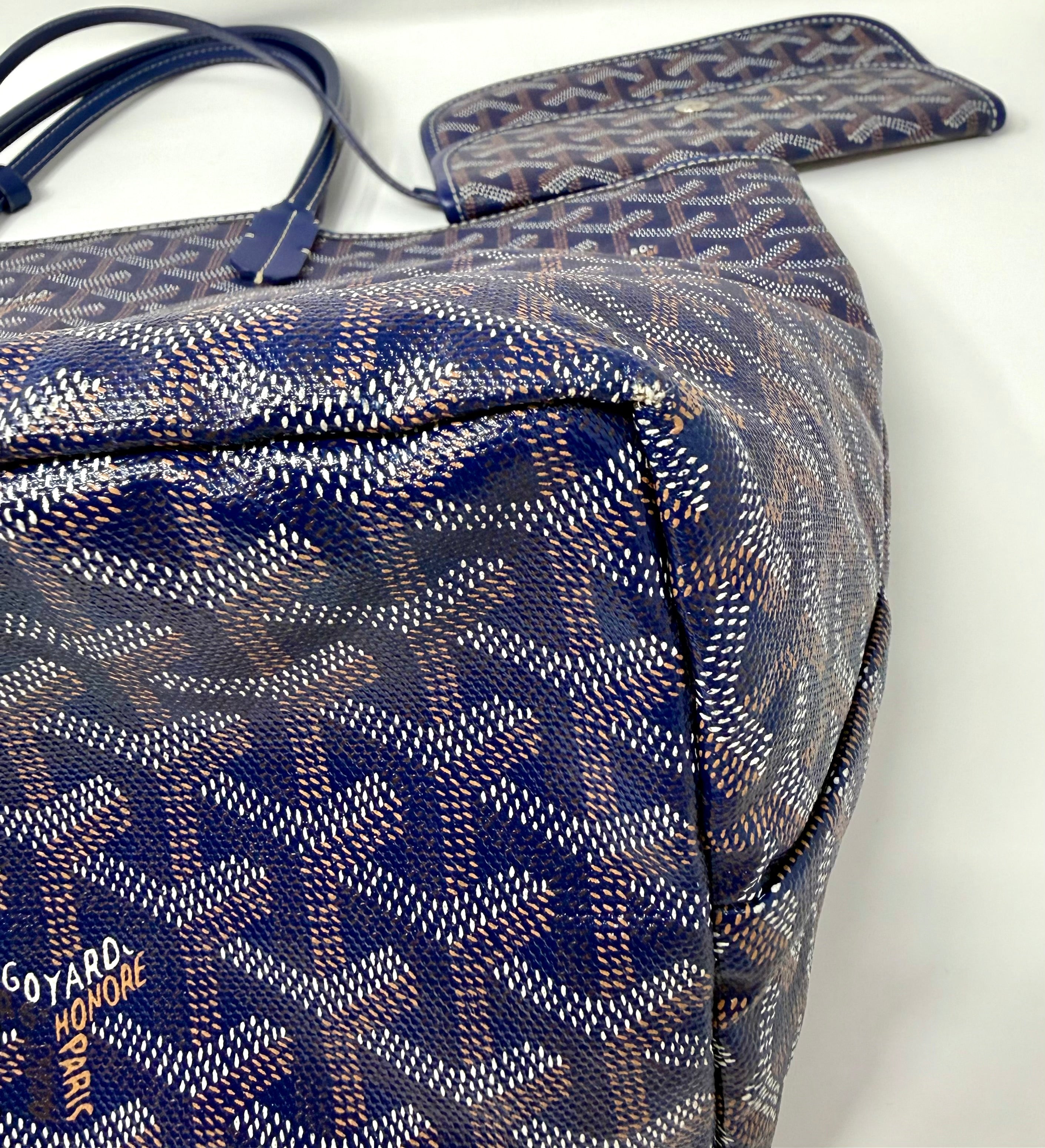 Goyard Saint Louis PM Tote – Navy Bleu Marine with attached pouch
