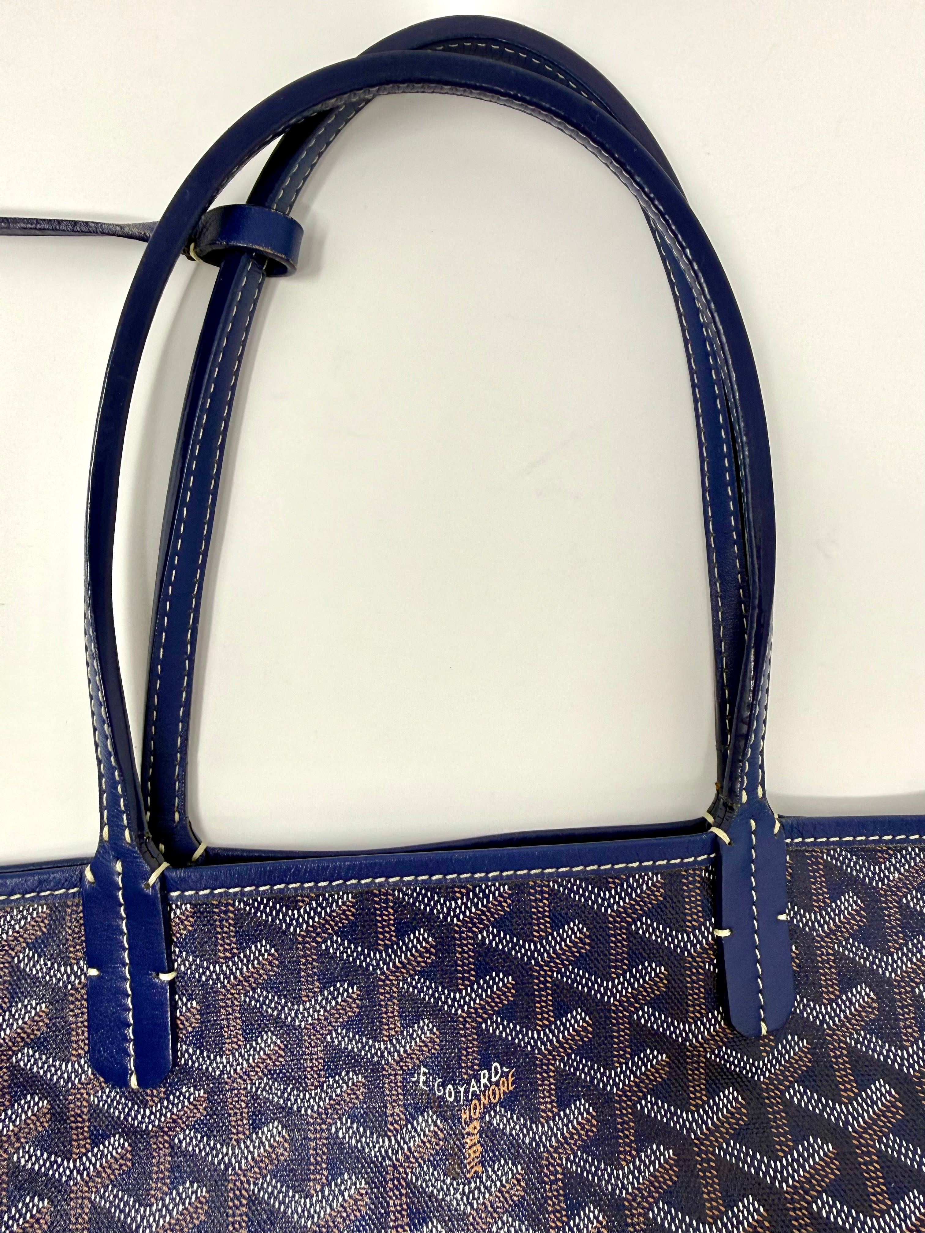 Goyard Saint Louis PM Tote – Navy Bleu Marine with attached pouch