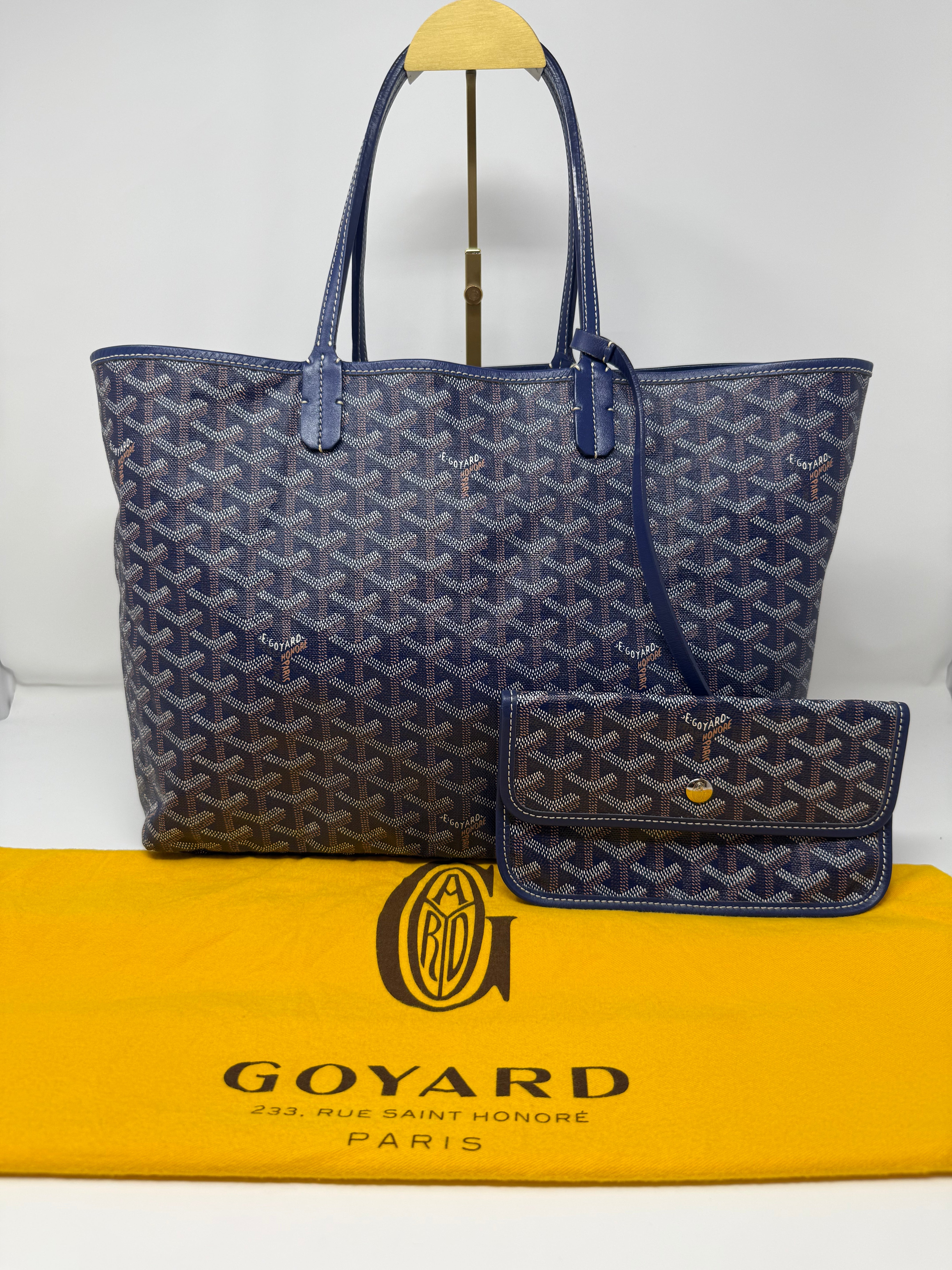 Goyard Saint Louis PM Tote – Navy Bleu Marine with attached pouch