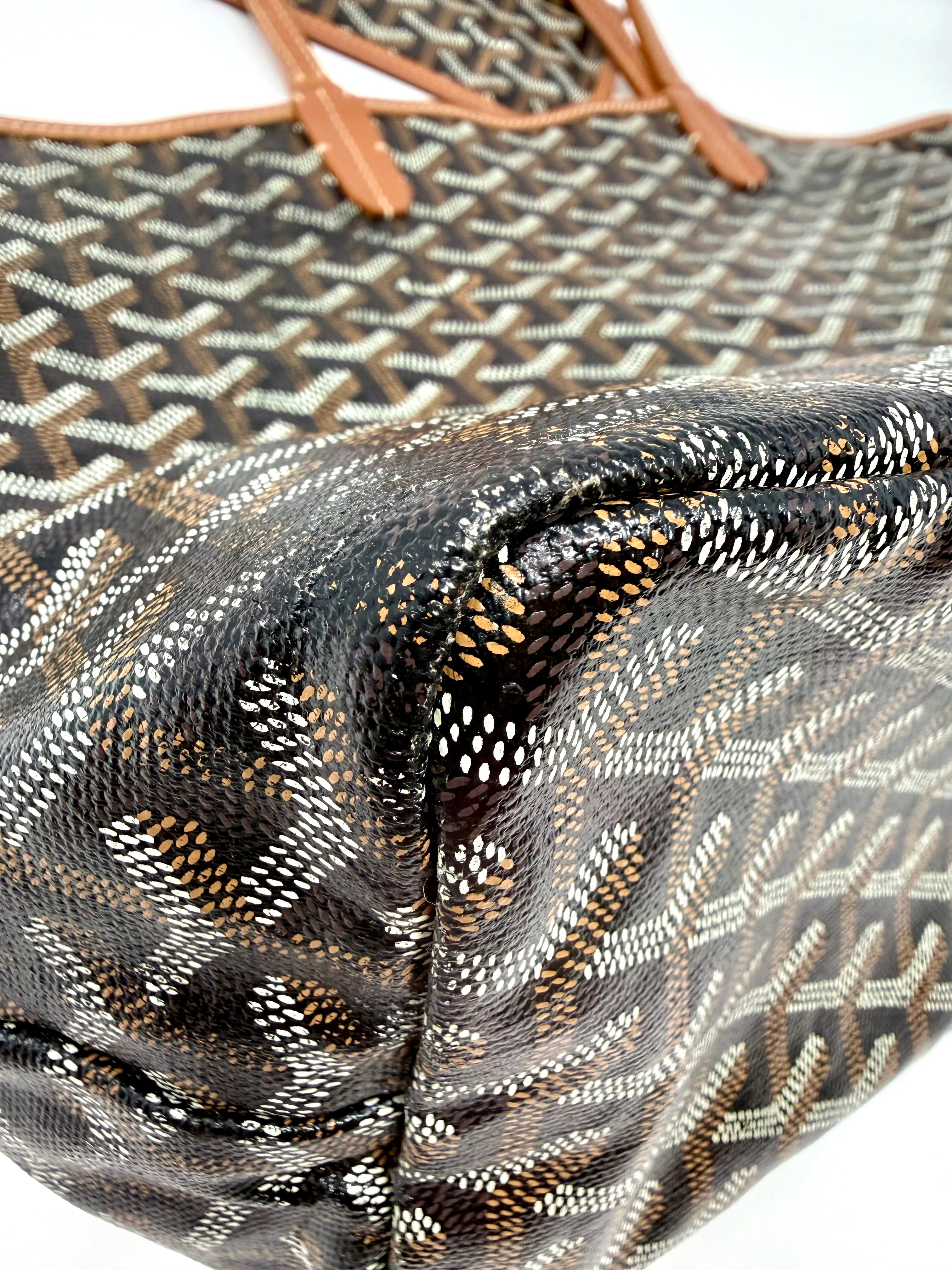 Goyard St. Louis PM Tote – Black Gold with Attached Pouch