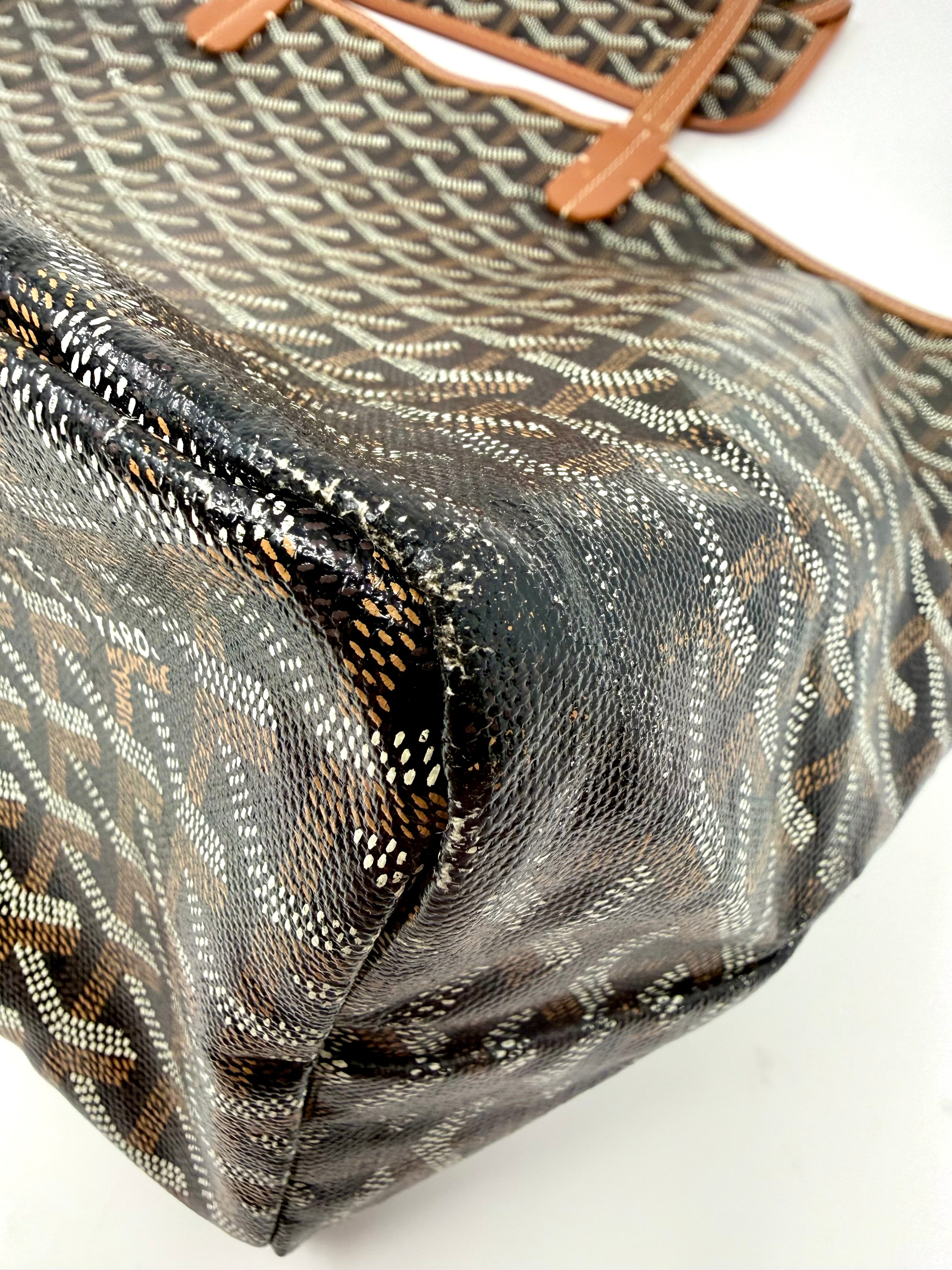 Goyard St. Louis PM Tote – Black Gold with Attached Pouch