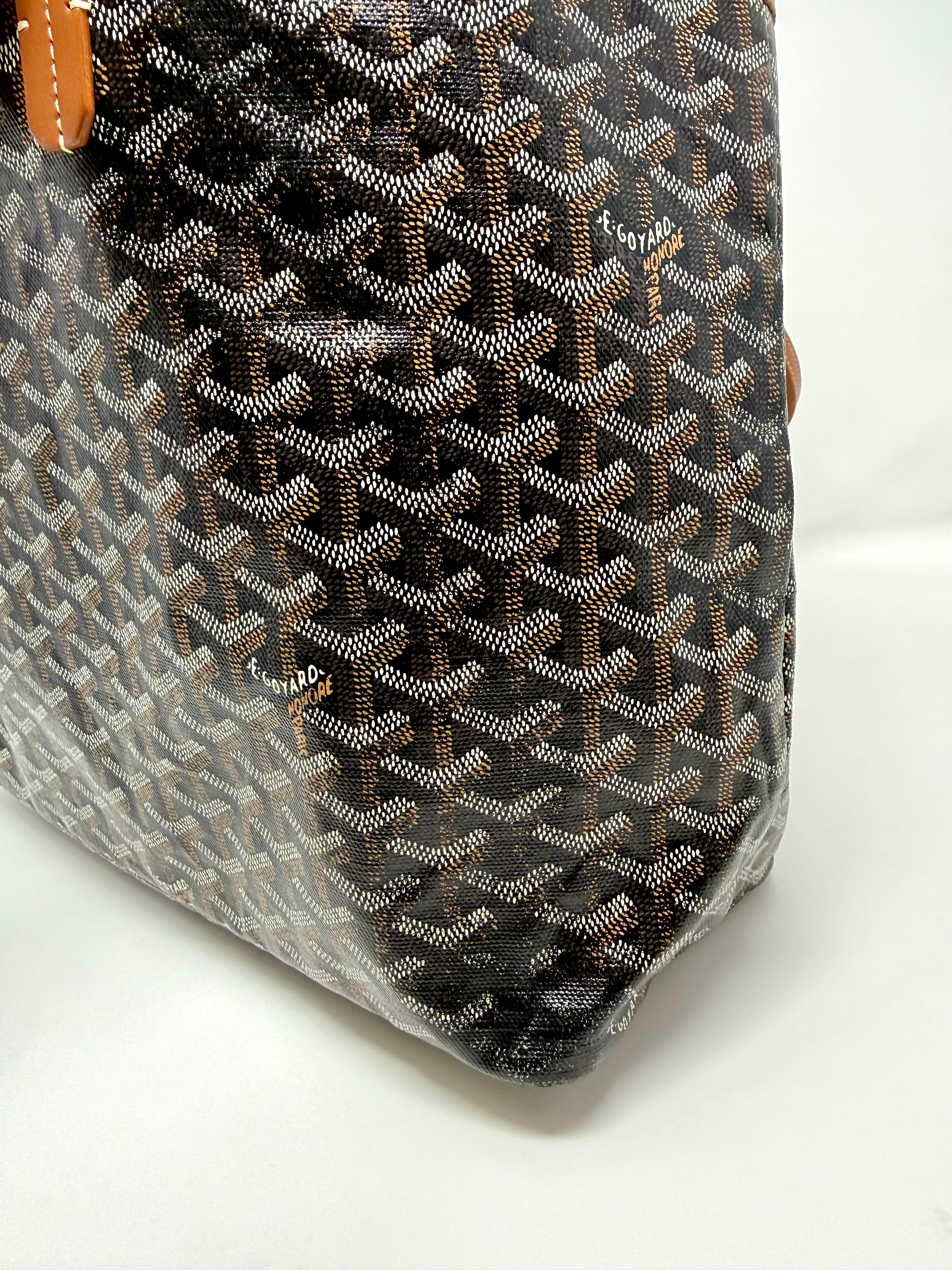 Goyard St. Louis PM Tote – Black Gold with Attached Pouch