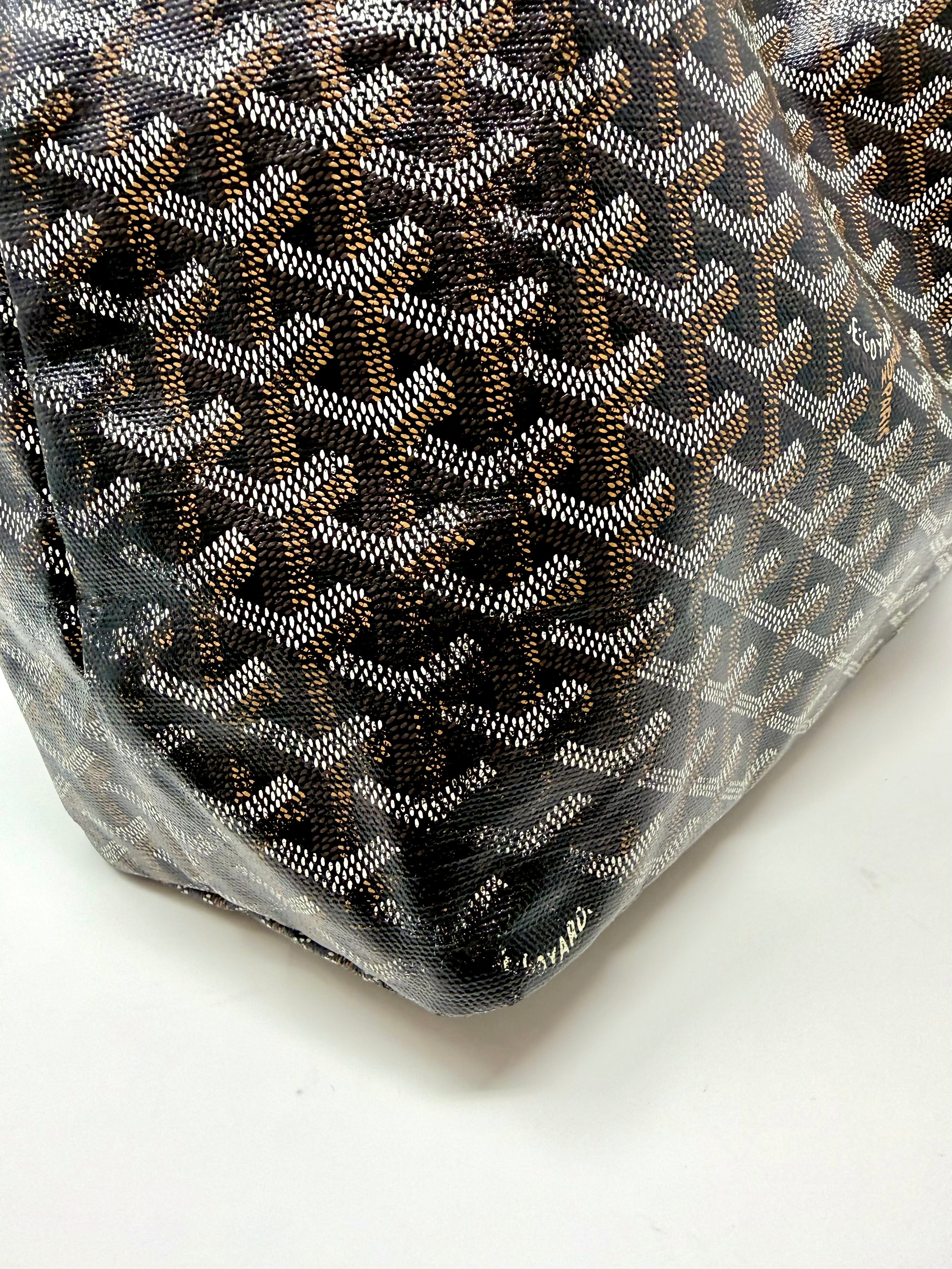Goyard St. Louis PM Tote – Black Gold with Attached Pouch