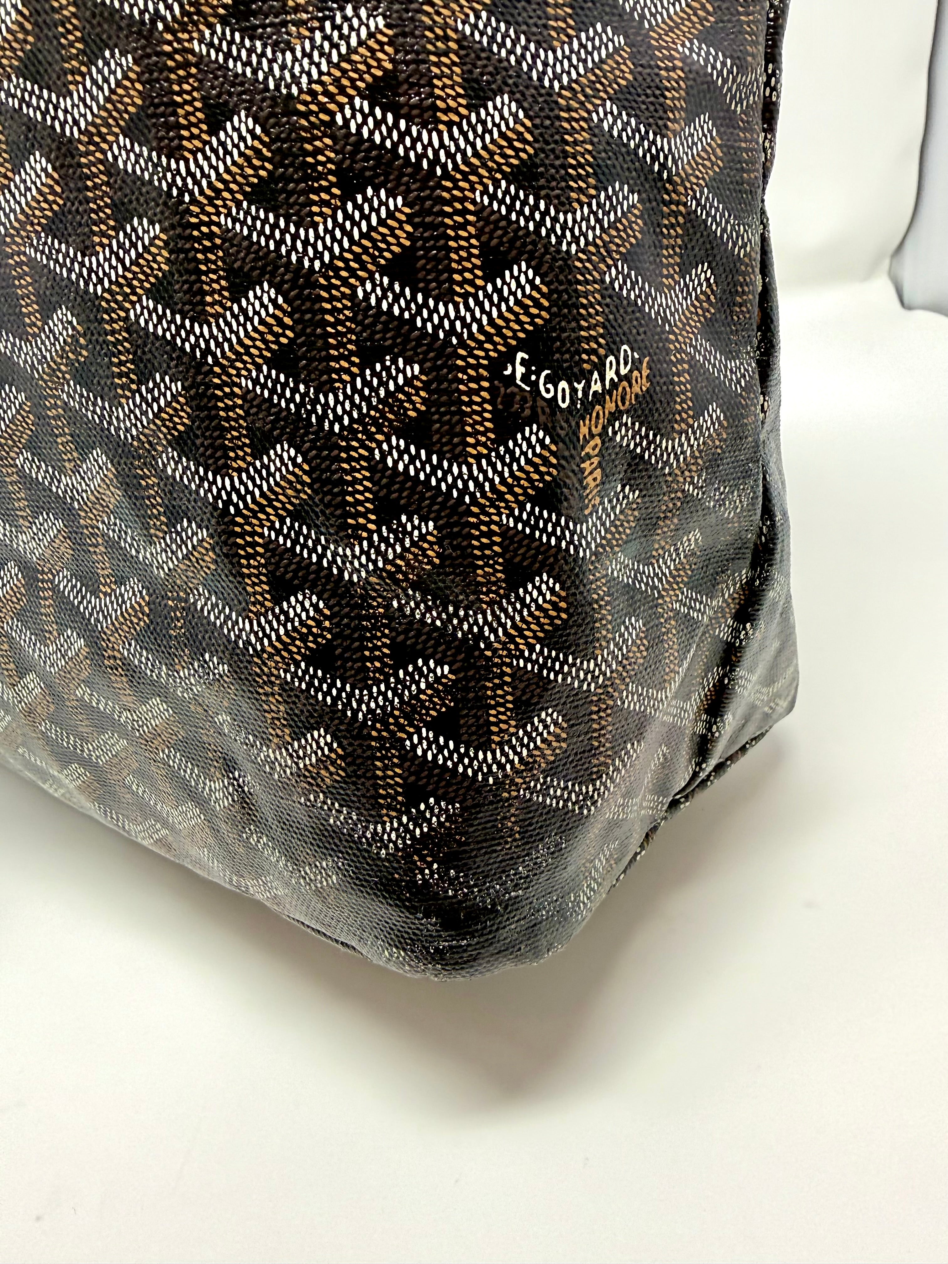 Goyard St. Louis PM Tote – Black Gold with Attached Pouch