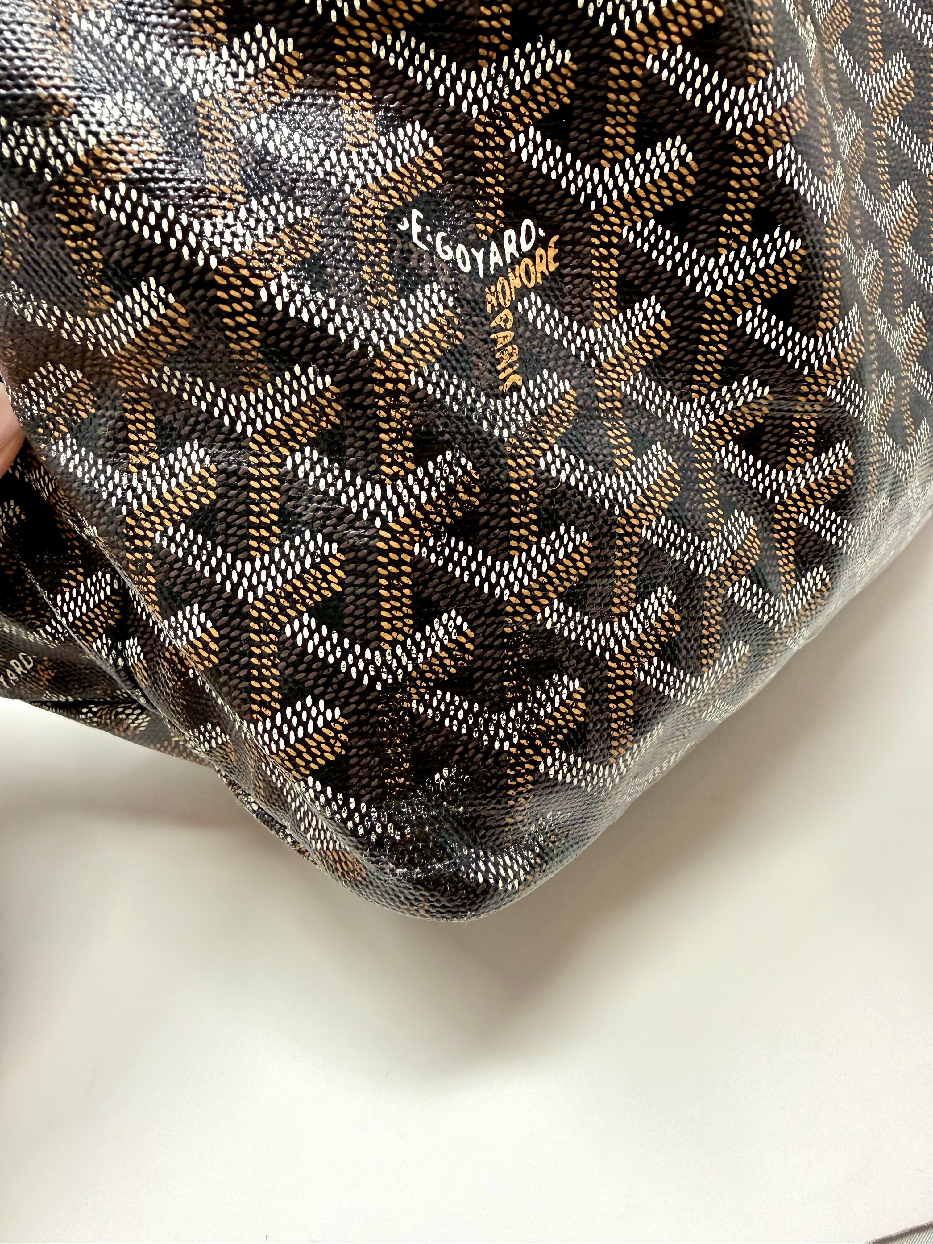 Goyard St. Louis PM Tote – Black Gold with Attached Pouch