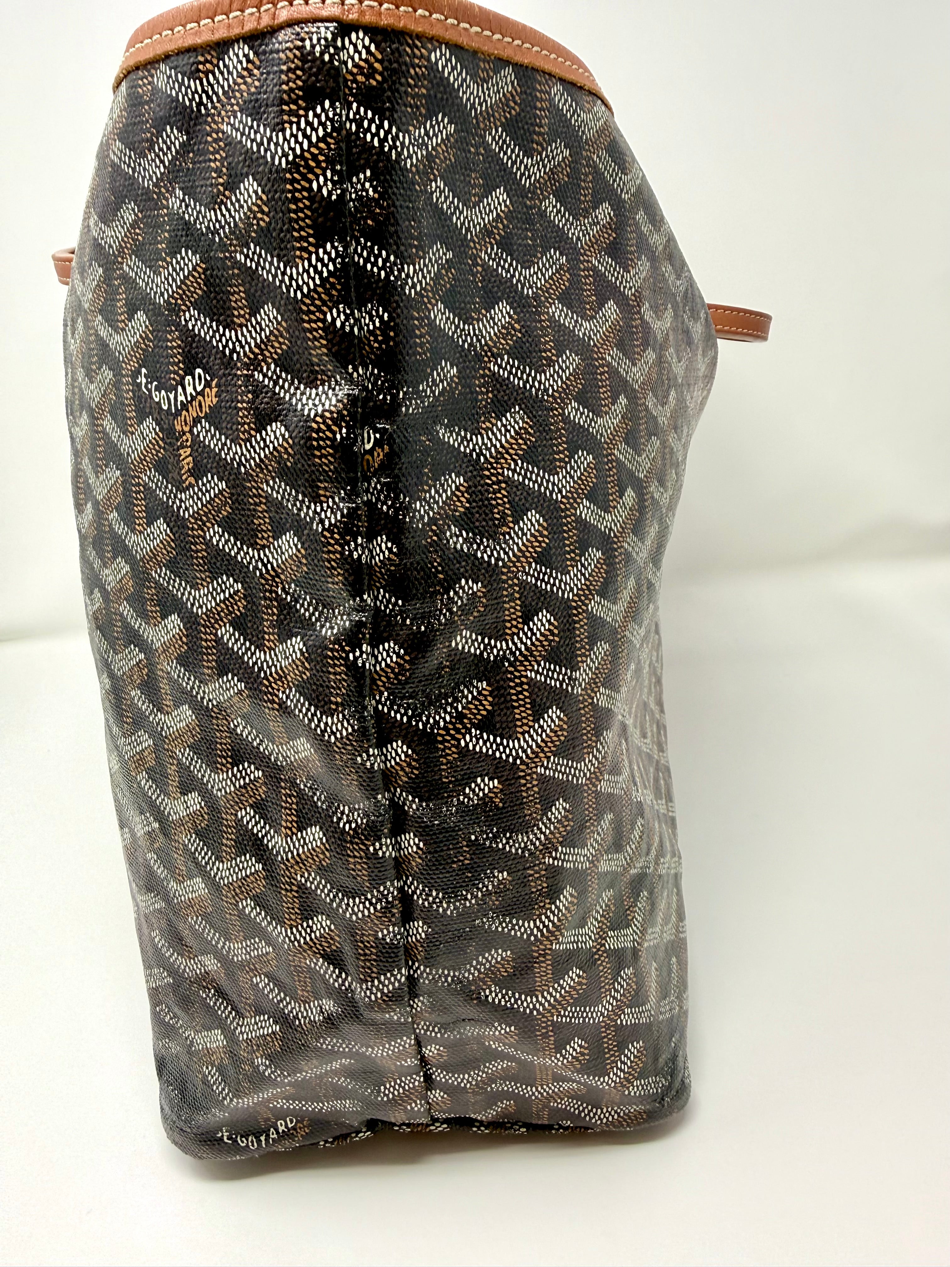 Goyard St. Louis PM Tote – Black Gold with Attached Pouch