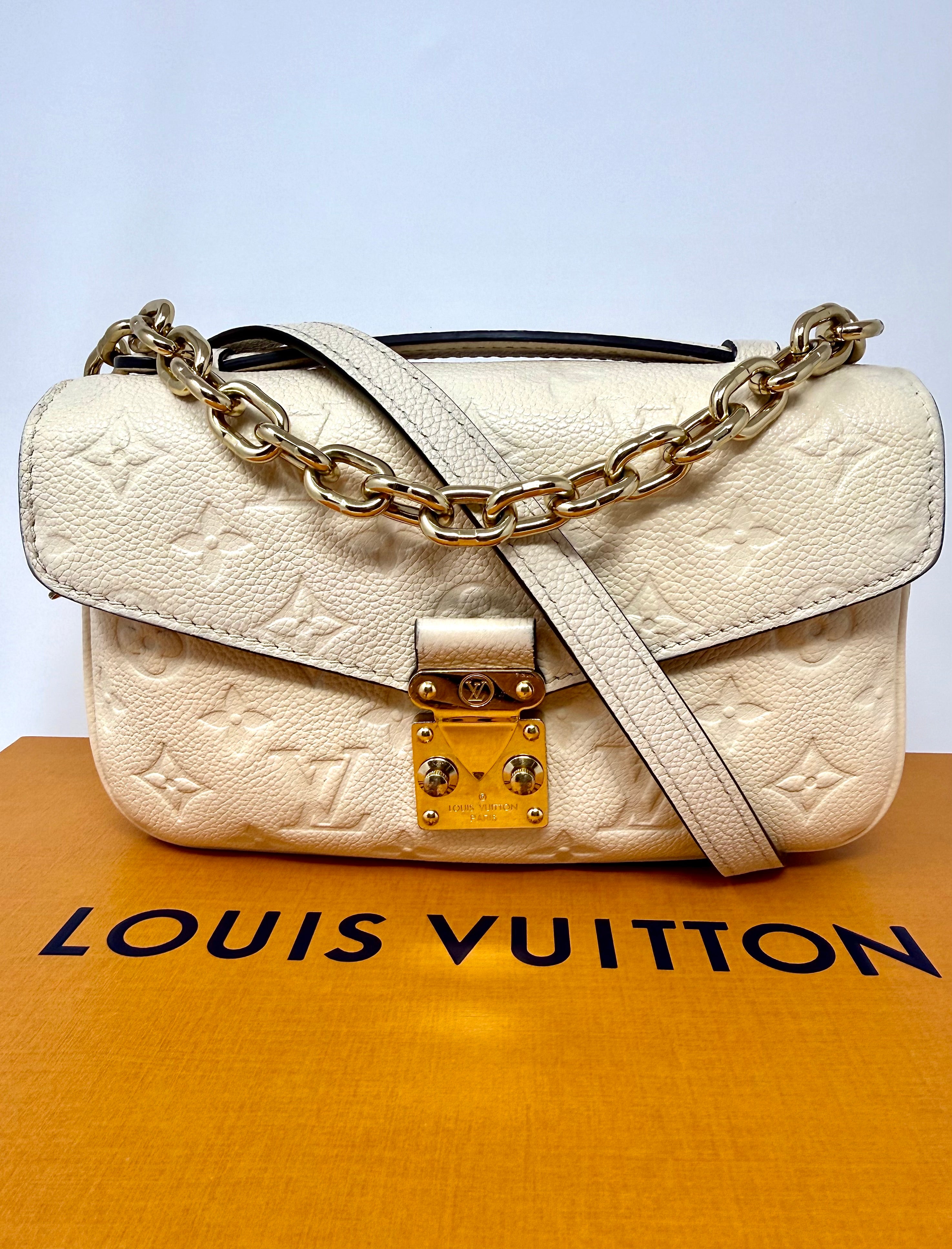 Louis Vuitton East West Pochette Métis – Monogram Empreinte Leather (Creme Beige) with Gold Hardware