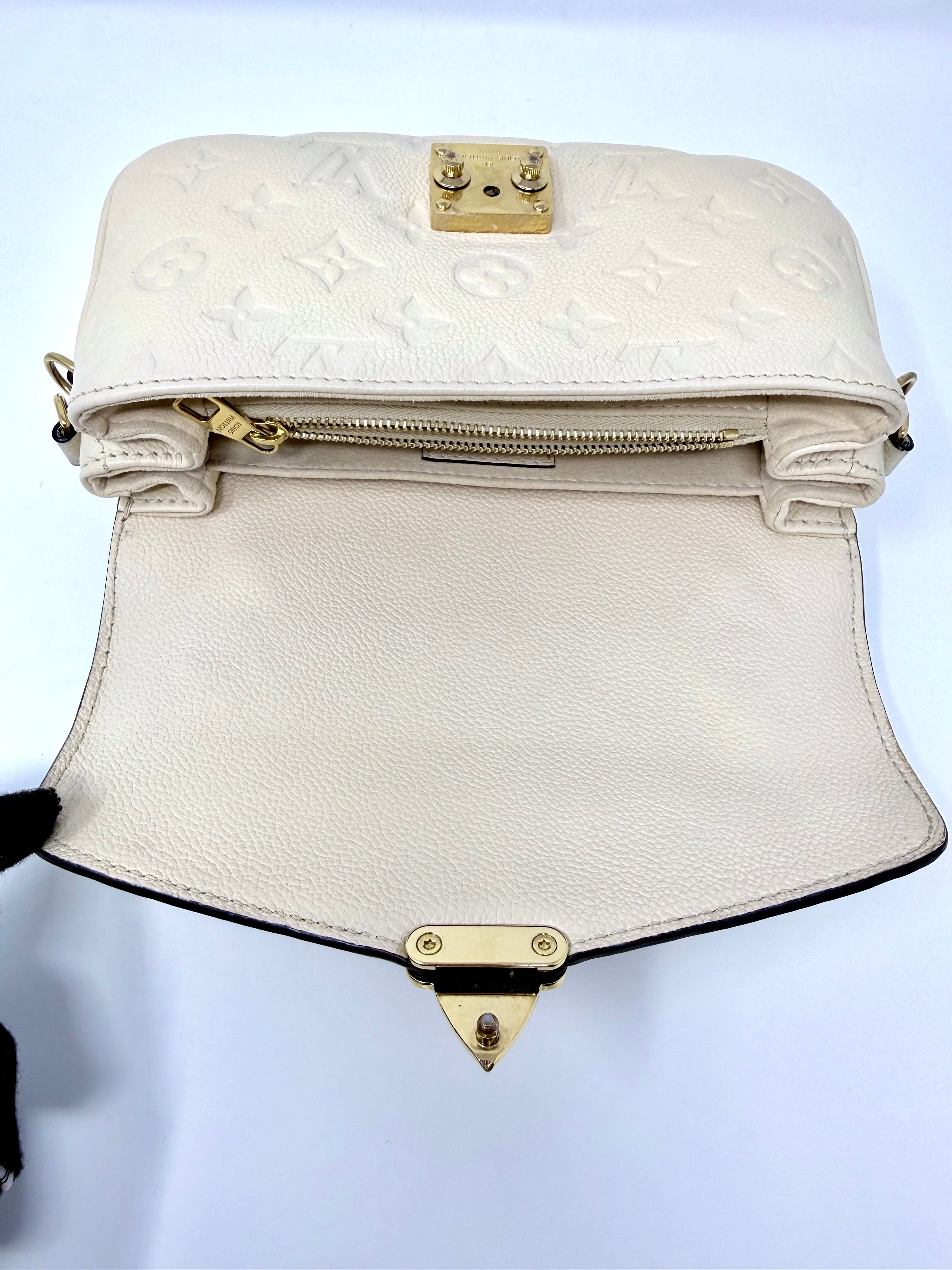 Louis Vuitton East West Pochette Métis – Monogram Empreinte Leather (Creme Beige) with Gold Hardware