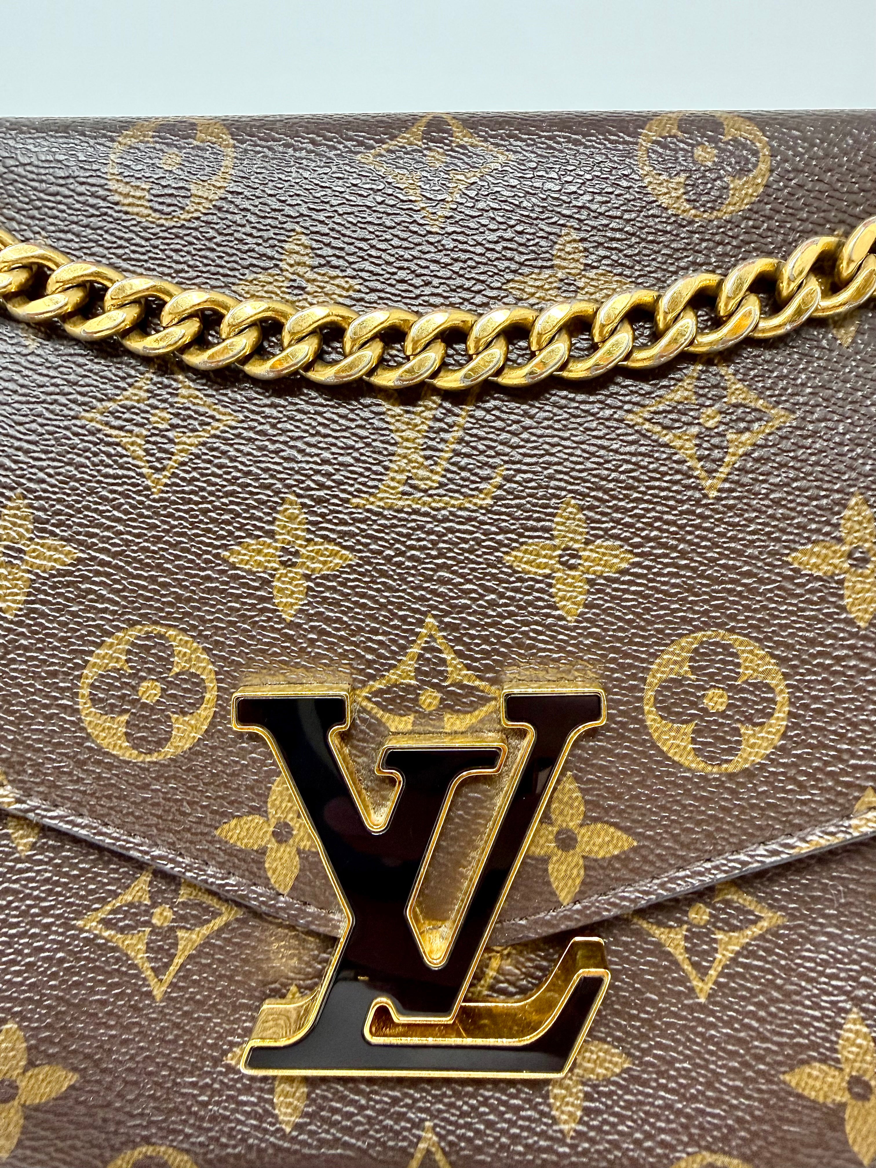 Louis Vuitton Passy – Monogram Canvas, Black Leather Trim, Gold Hardware