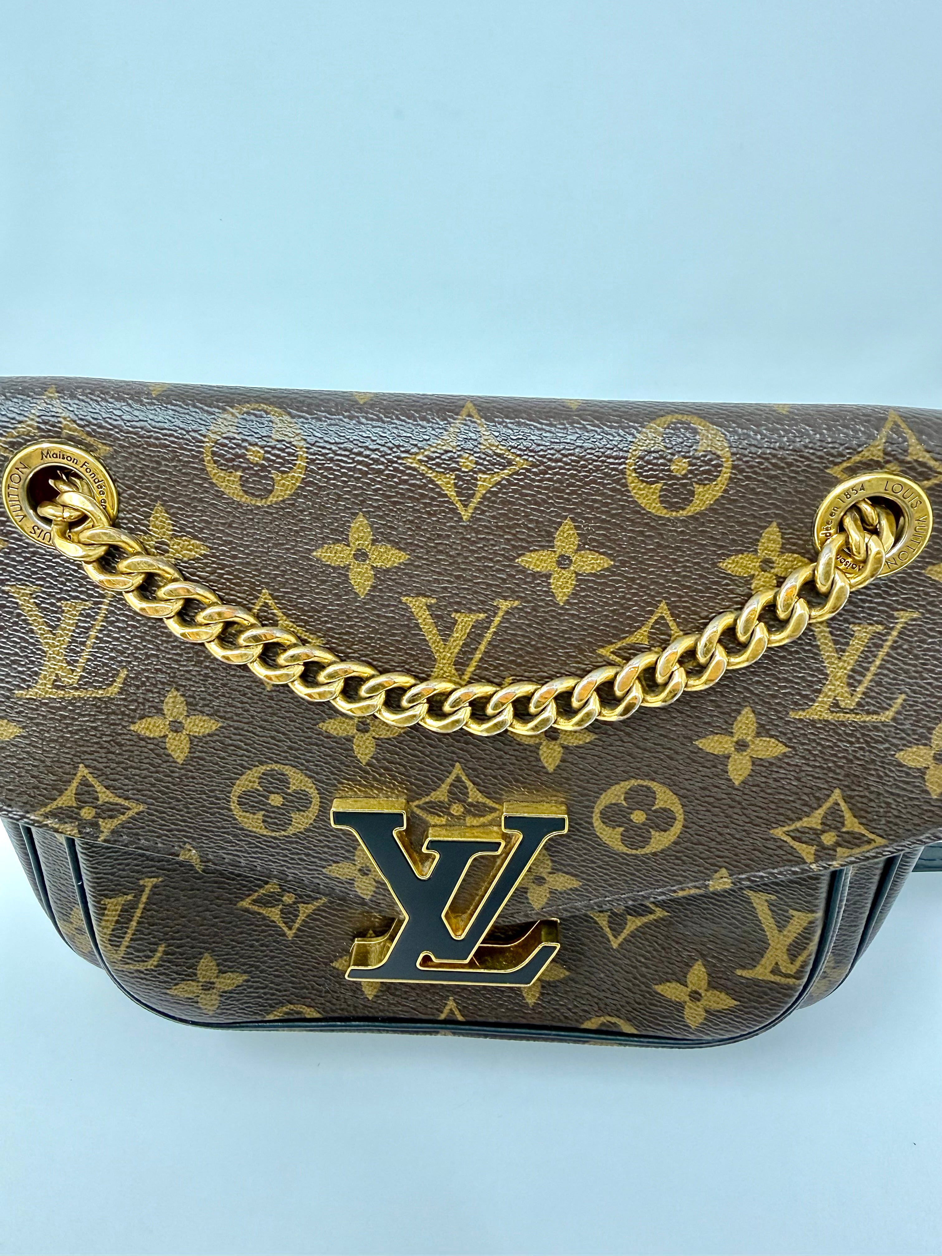Louis Vuitton Passy – Monogram Canvas, Black Leather Trim, Gold Hardware