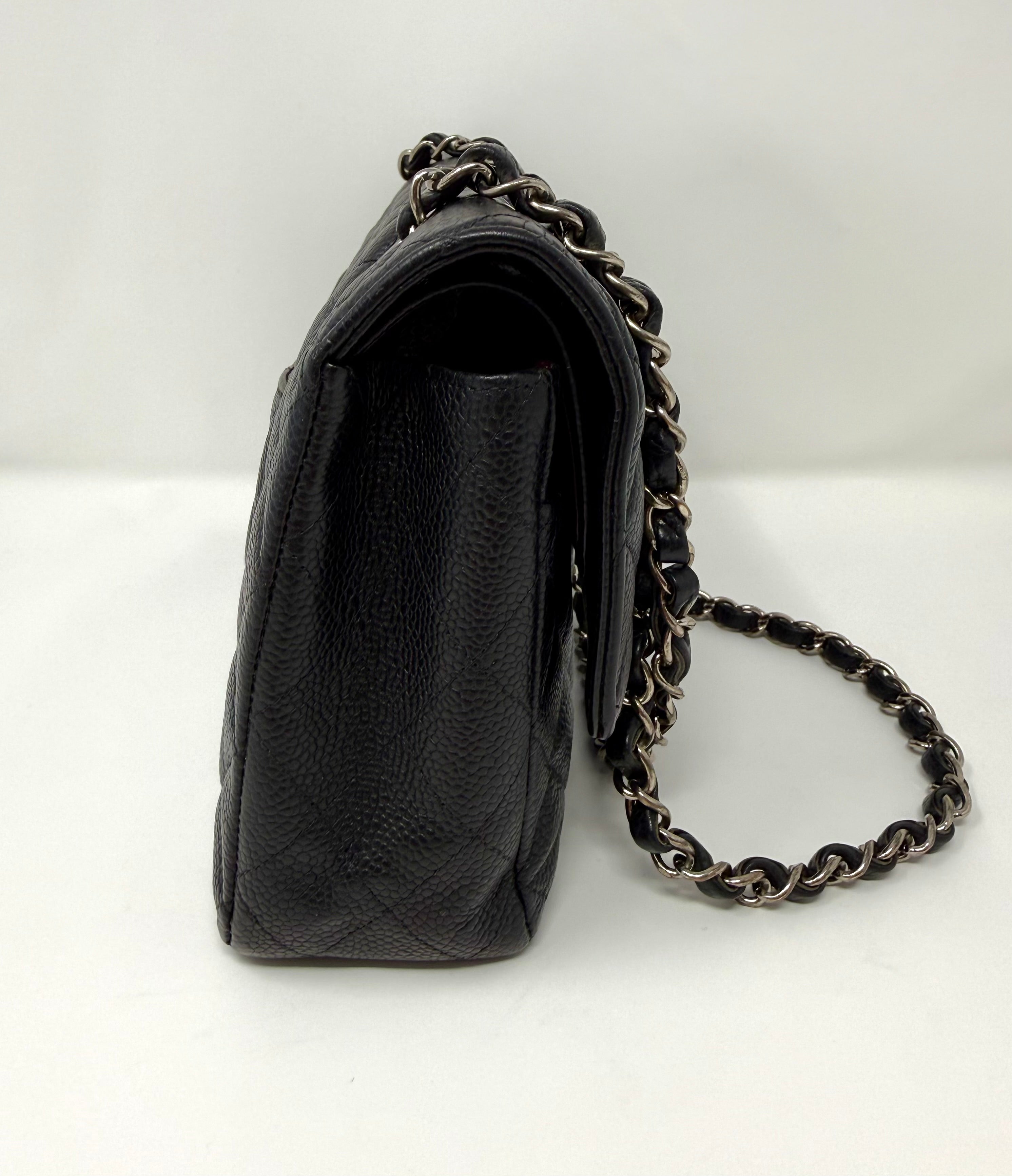 Chanel Medium Classic Double Flap – Black Caviar Leather, Silver Hardware