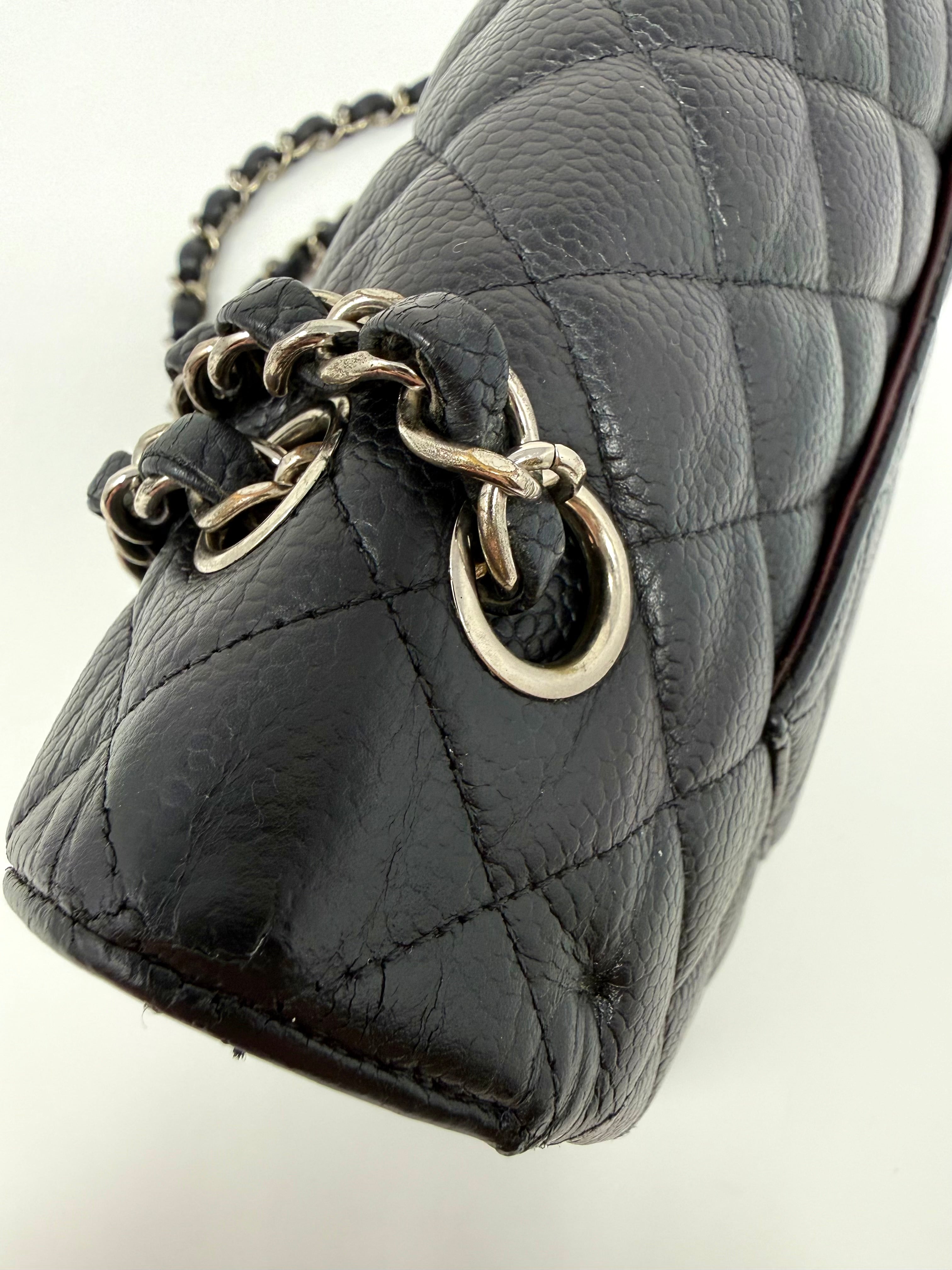 Chanel Medium Classic Double Flap – Black Caviar Leather, Silver Hardware