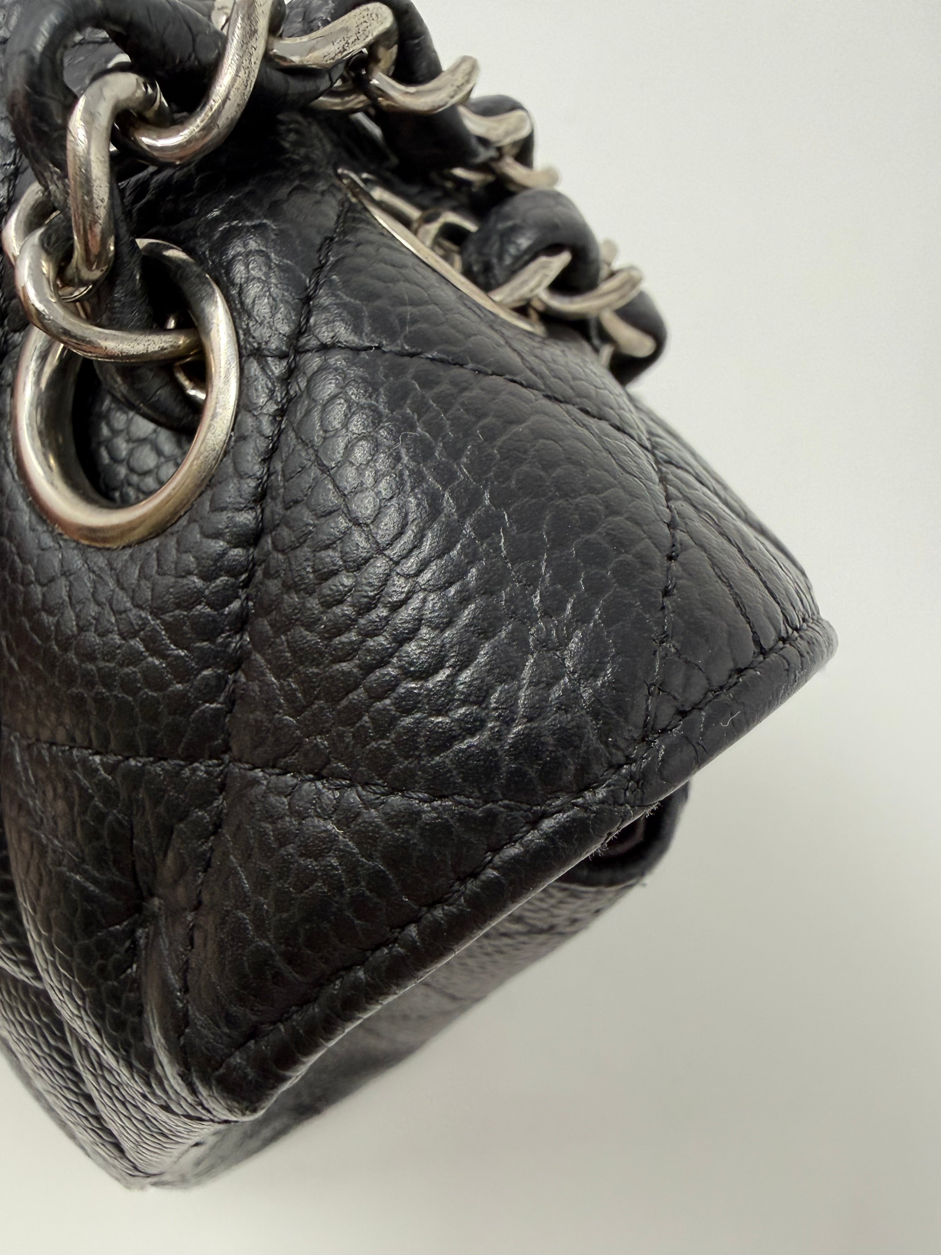 Chanel Medium Classic Double Flap – Black Caviar Leather, Silver Hardware