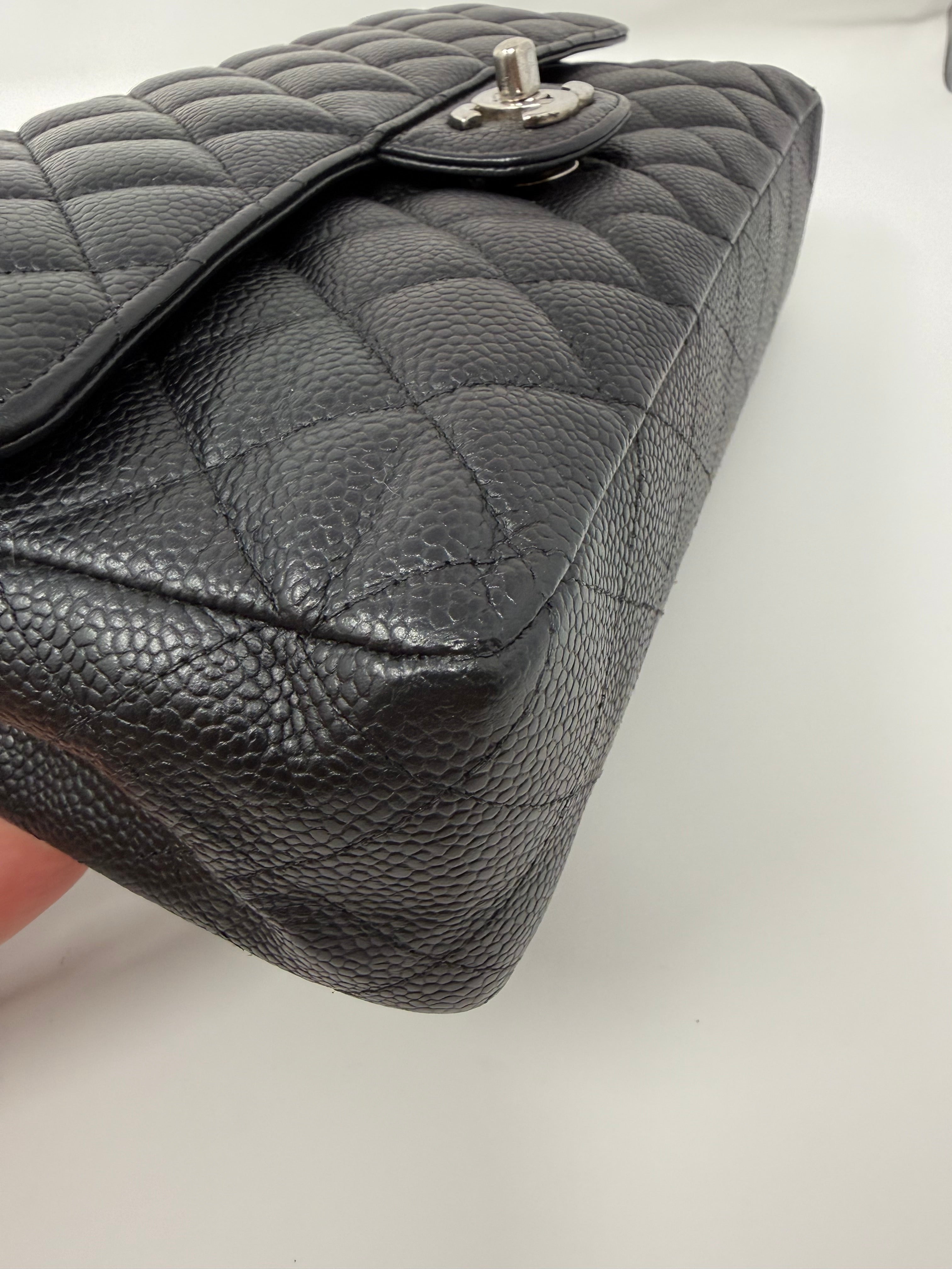 Chanel Medium Classic Double Flap – Black Caviar Leather, Silver Hardware
