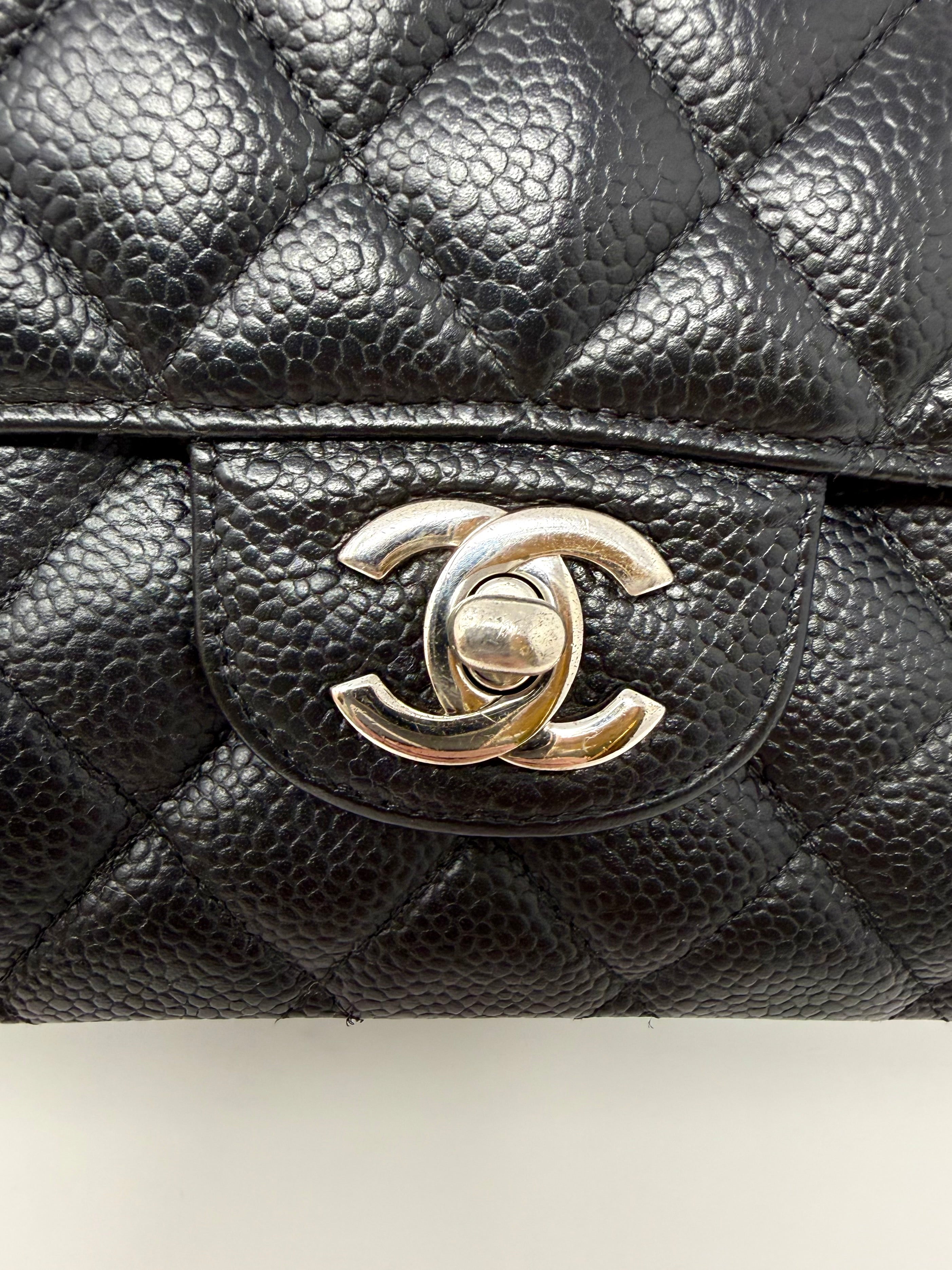 Chanel Medium Classic Double Flap – Black Caviar Leather, Silver Hardware